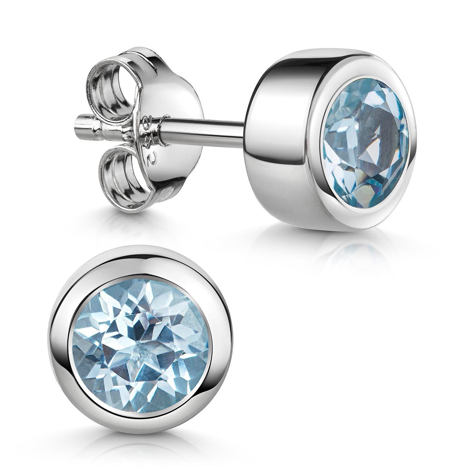 Materia Paar Ohrstecker Edelstein Blautopas hellblau klein Ø7mm SO-492, 925 günstig online kaufen