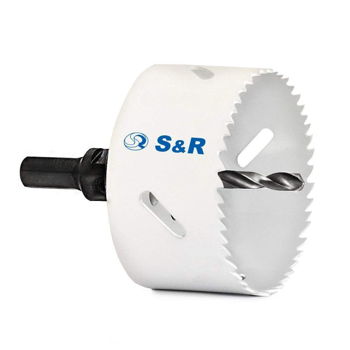 S&R Lochsäge 79 mm, universal für Holz, Metall, Kunststoff, Gipskarton, Set, 1-tlg., Lochsäge, Lochsägenhalter Sechskant, Zentrierbohre, aus HSS Bi-Metall, Kobaltleriert, Made in Germany