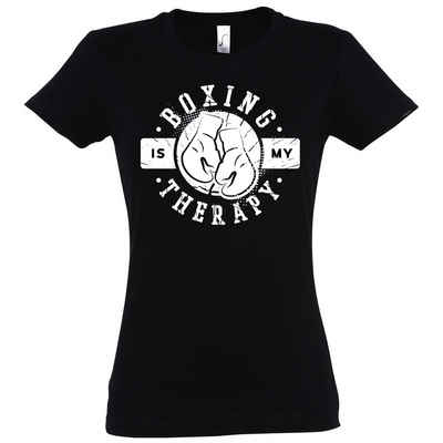 Youth Designz T-Shirt "Boxing Is My Therapie" Damen Shirt mit trendigem Frontprint