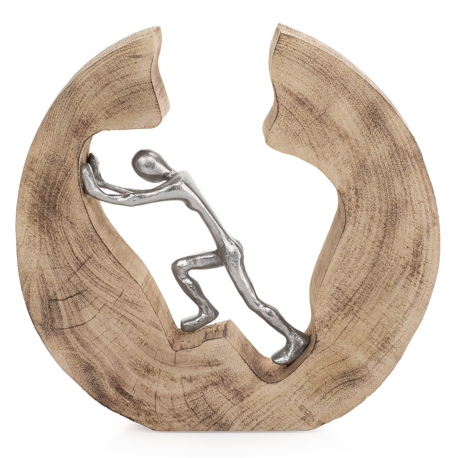 Moritz Skulptur Skulptur Push and Work 29x28x6cm, Holz, Tischdeko, Fensterdeko, Wanddeko, Holzdeko, Weihnachtsdeko