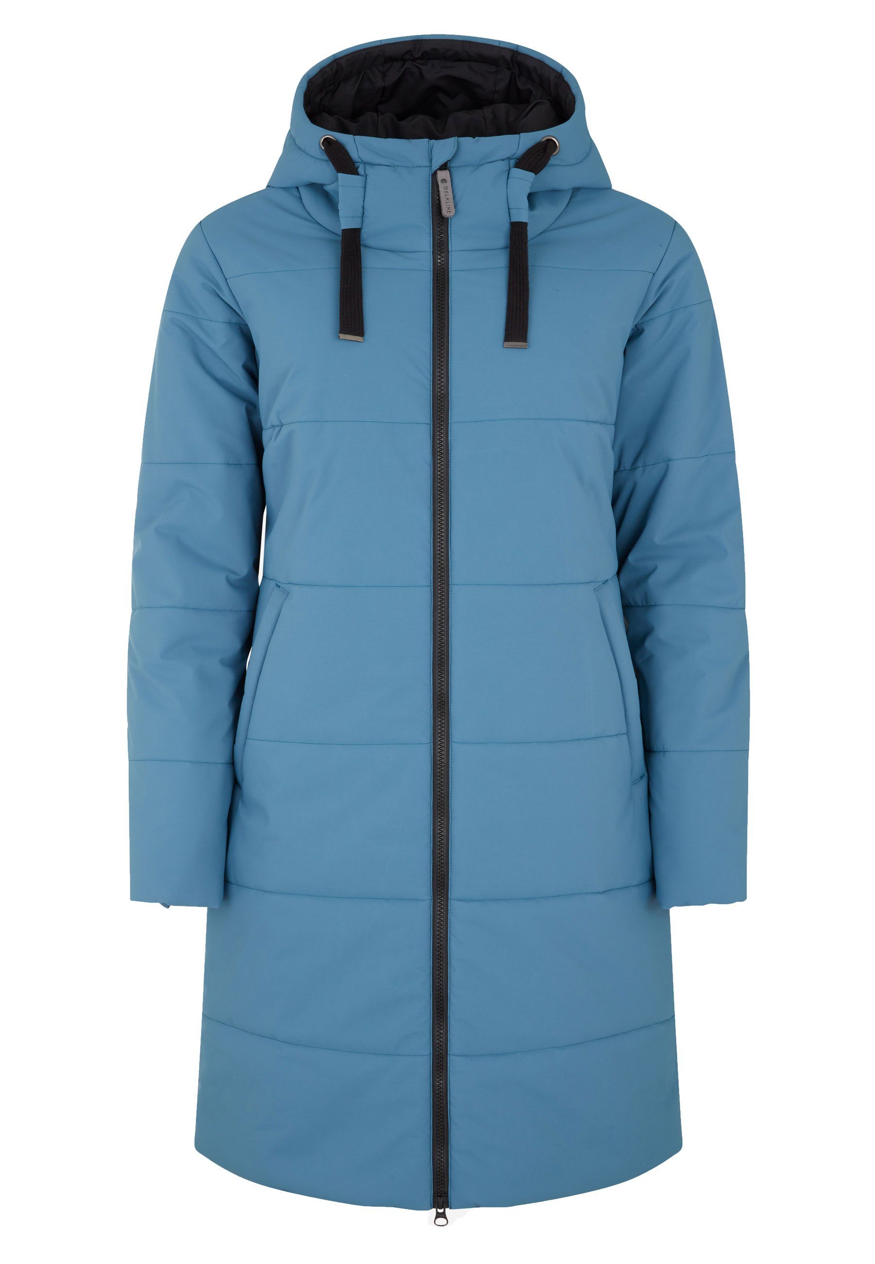 Elkline Winterjacke Comfort 2-Wege-Reißverschluss blue langer leichter Mantel, coral