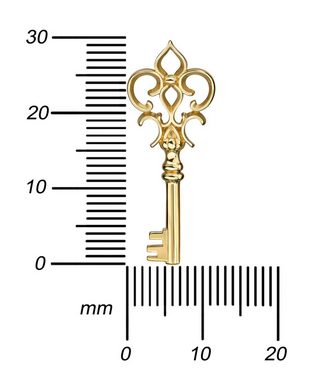 JEVELION Kette mit Anhänger Herzschlüssel Anhänger 333 Gold (Goldanhänger, für Damen), Mit Kette vergoldet- Länge wählbar 36 - 70 cm.