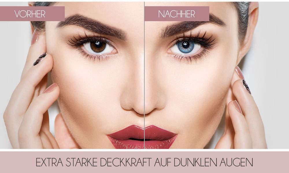 aricona Farblinsen Kontaktlinsen natürlich blau farbige Jahreslinsen stark deckend, ohne Stärke, 2 Stück