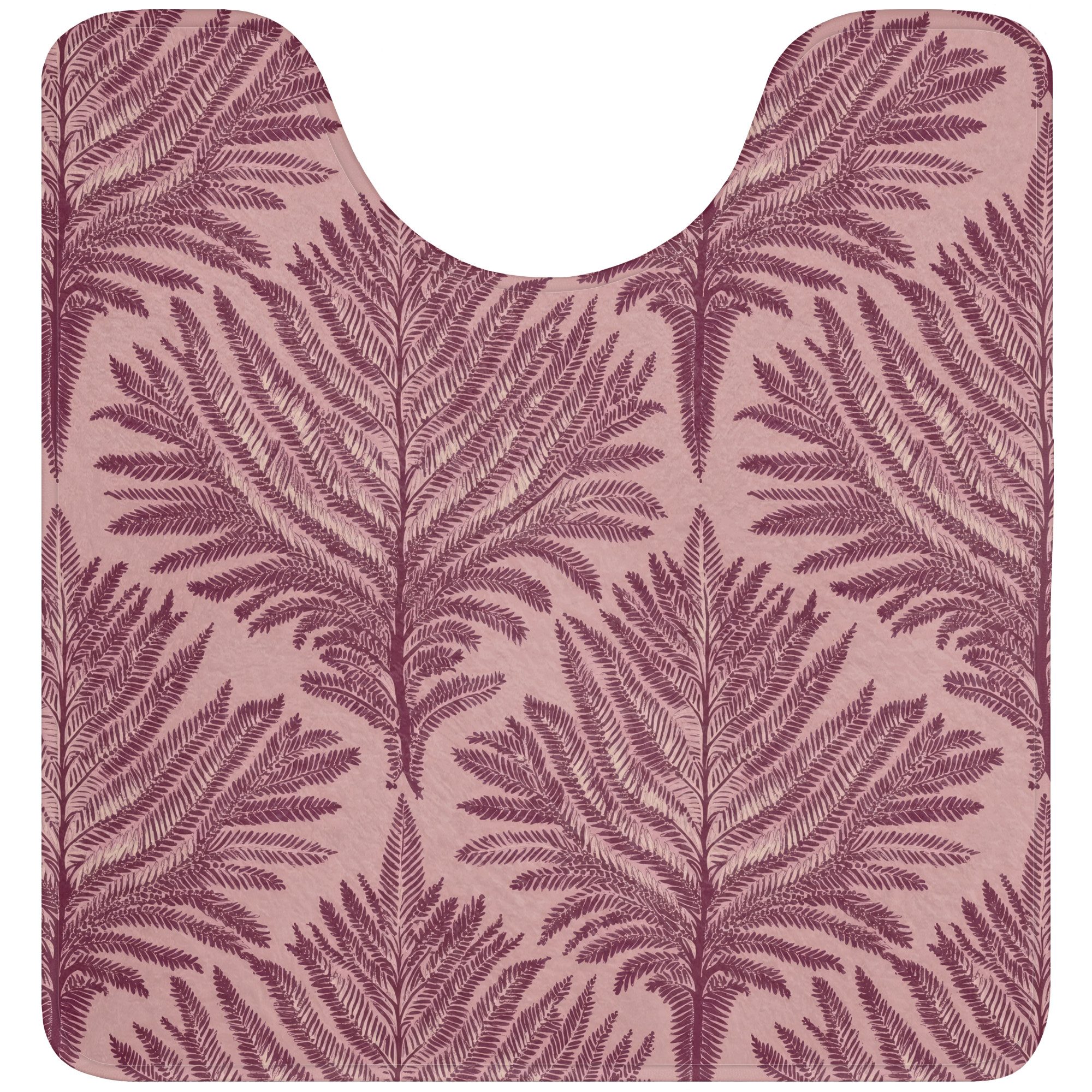 OnlyWow WC-Vorleger Farn - Muster - Lila, Höhe 10 mm, Polyester, U-Form, Vorleger mit Ausschnitt, Toilettenvorleger, Toilettenteppich