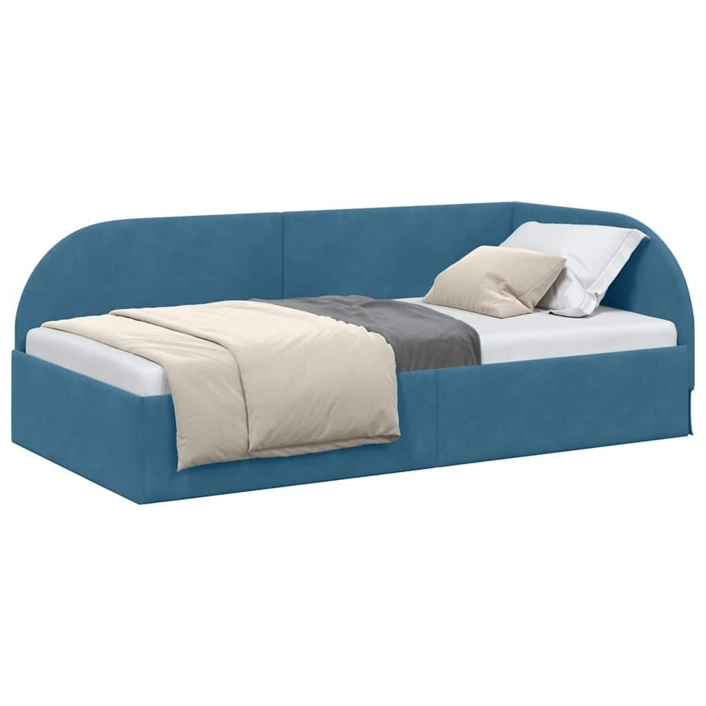 vidaXL Bett Eckbettgestell mit Kopfteil Blau günstig online kaufen