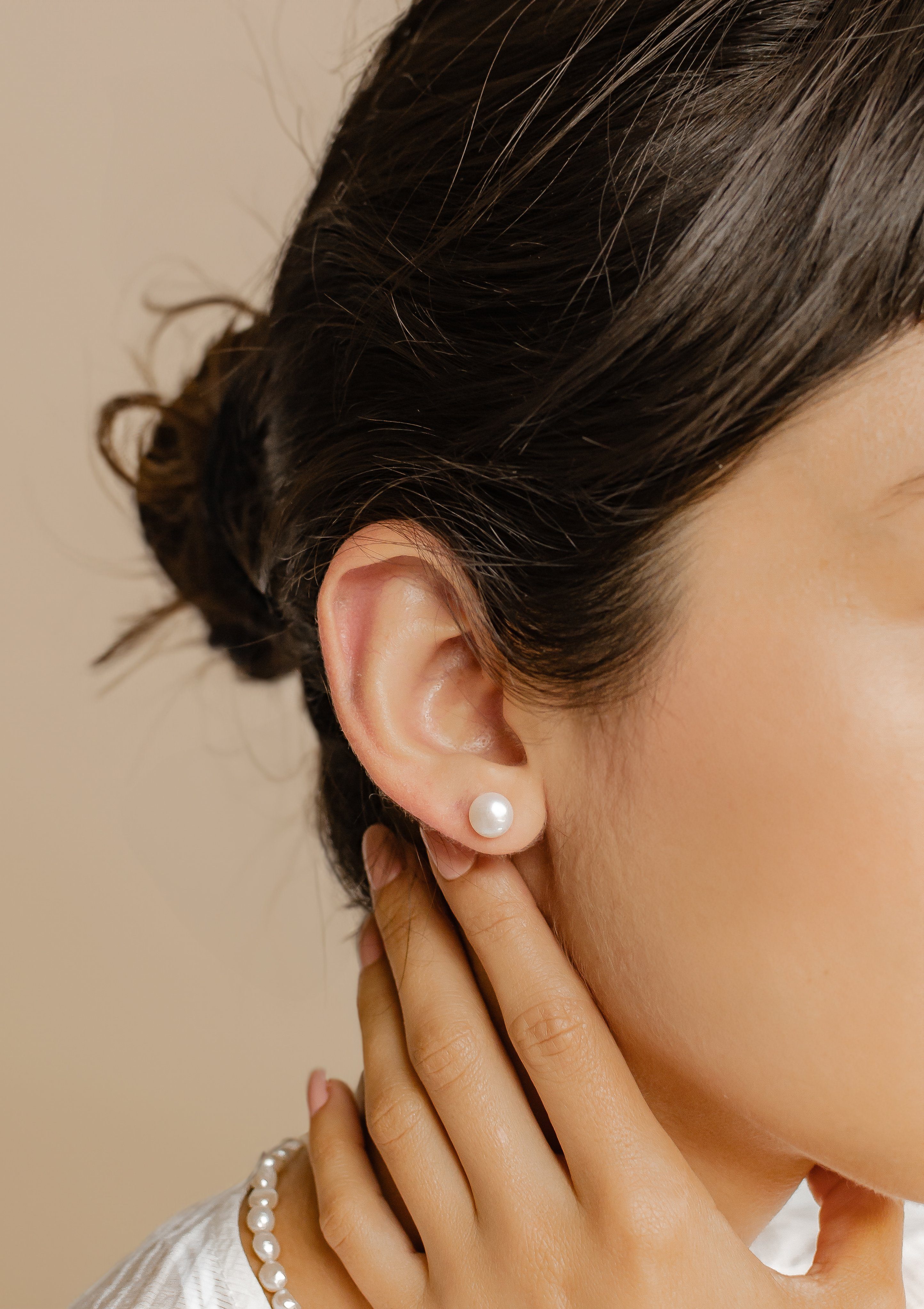 Hey Happiness Perlenohrringe Runde Süßwasserperle, Vergoldete 925 Silber Da günstig online kaufen