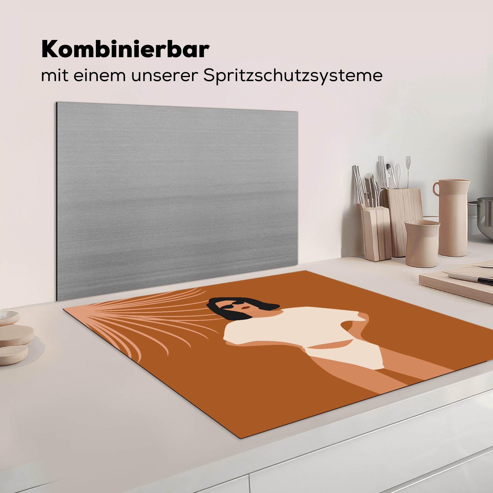 Ceranfeldabdeckung, - Sonnenbrille Pflanzen, Sommer für Vinyl, (1 küche tlg), Arbeitsplatte - 78x78 Herdblende-/Abdeckplatte cm, MuchoWow