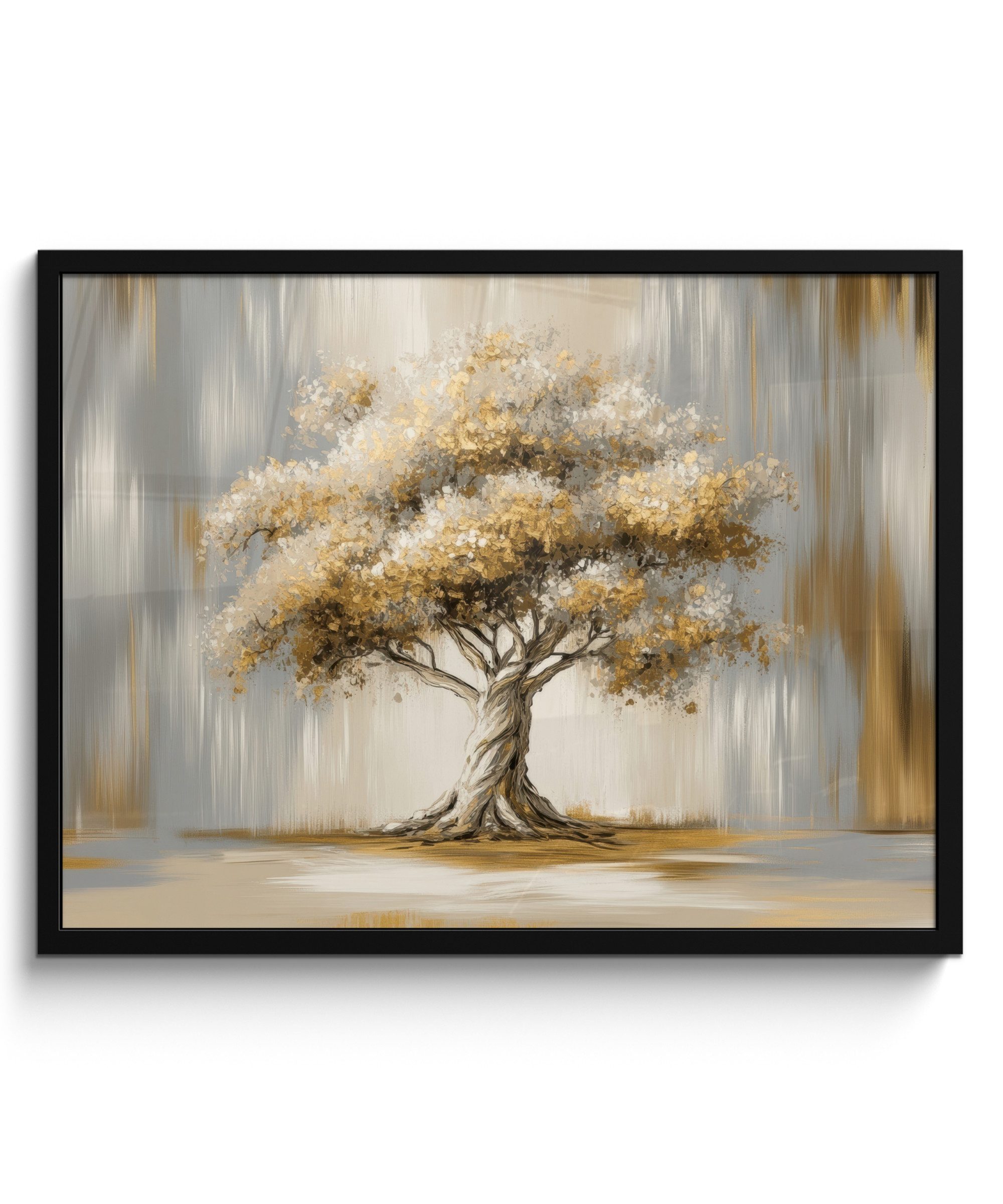 Poster Baum - Blätter - Abstrakt - Weiß