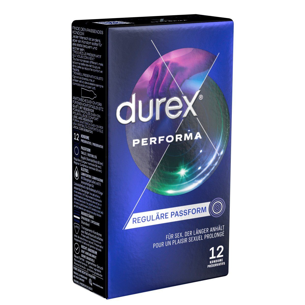 durex Kondome Performa Packung mit, 12 St., ausdauernde Markenkondome für einen längeren Liebesakt