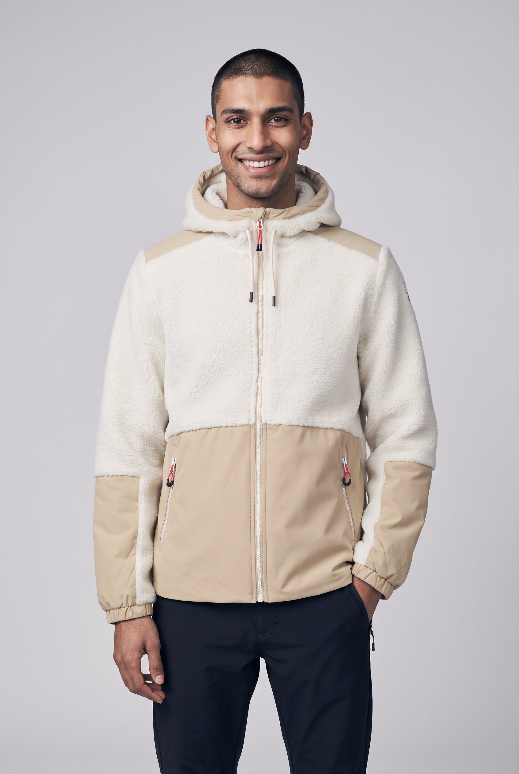 Icepeak Plüschjacke mit Kapuze und hochschließendem Kragen, aus Polyester