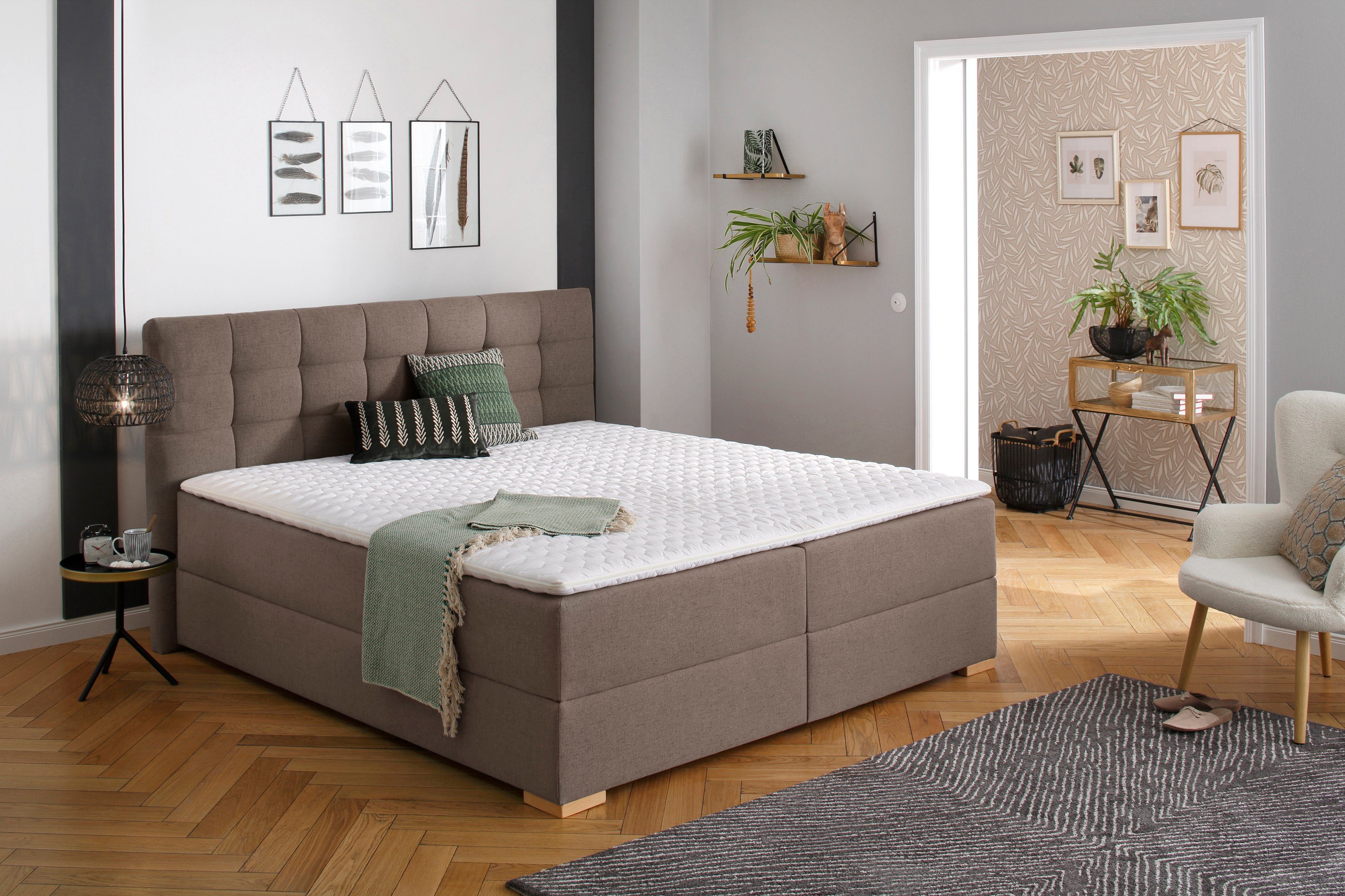 Home affaire Boxbett Olivet mit Bettkasten, in 4 Farben, 4 Breiten, 2 Matratzenarten, auch in Überlänge 220 cm