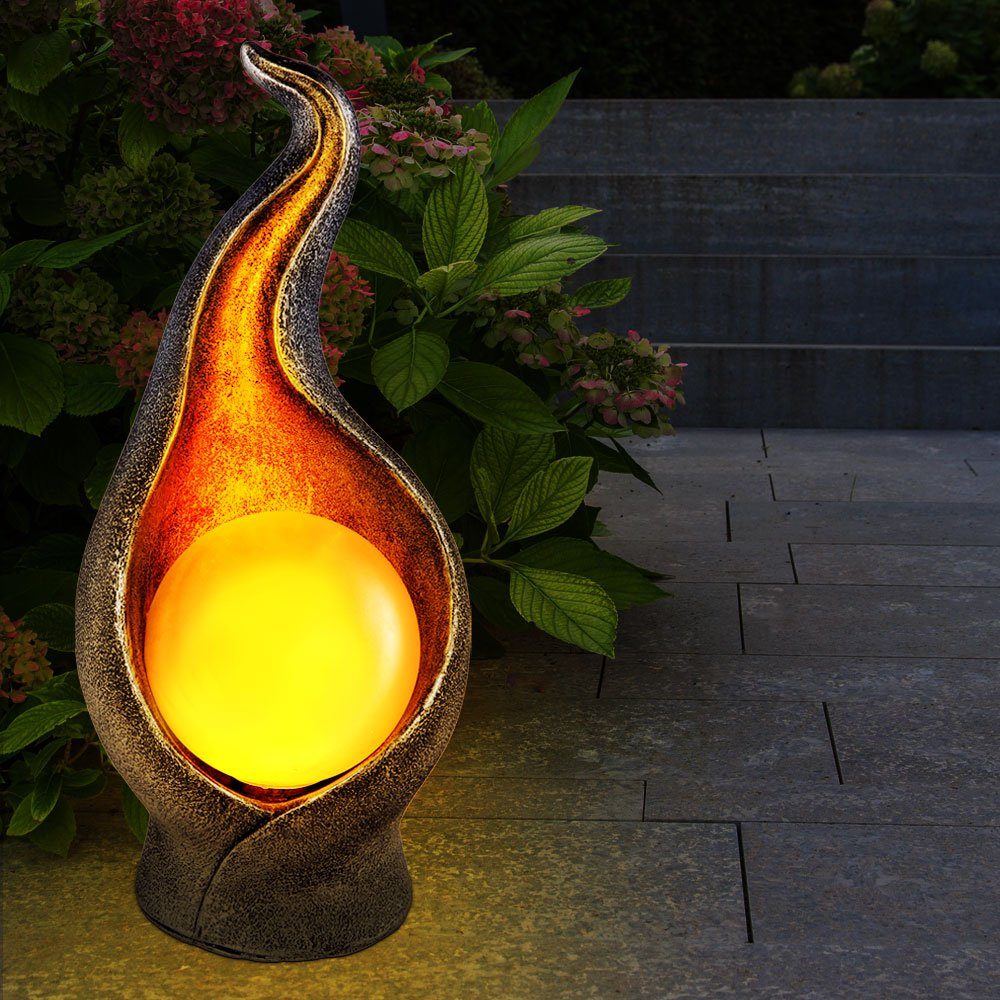 GLOBO LIGHTING LED Solarleuchte, LED-Leuchtmittel fest verbaut, Warmweiß, Gartendeko Außenlampe Solarlampe Lotusblume Flammen Balkonlampe 2x