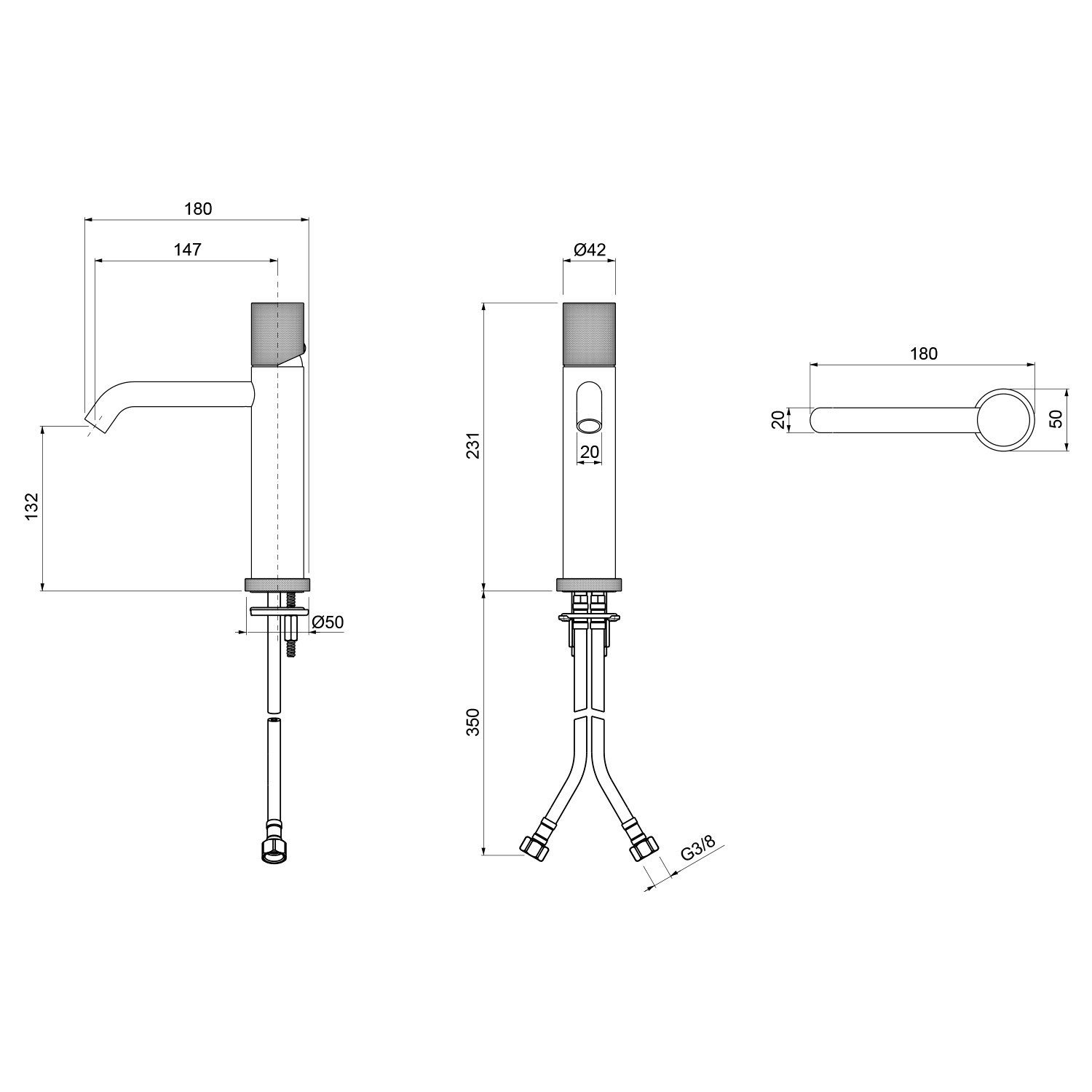 Sapho Waschtischarmatur ULTRATAP Waschtischarmatur, Gold matt Sapho-UT004TG-SET