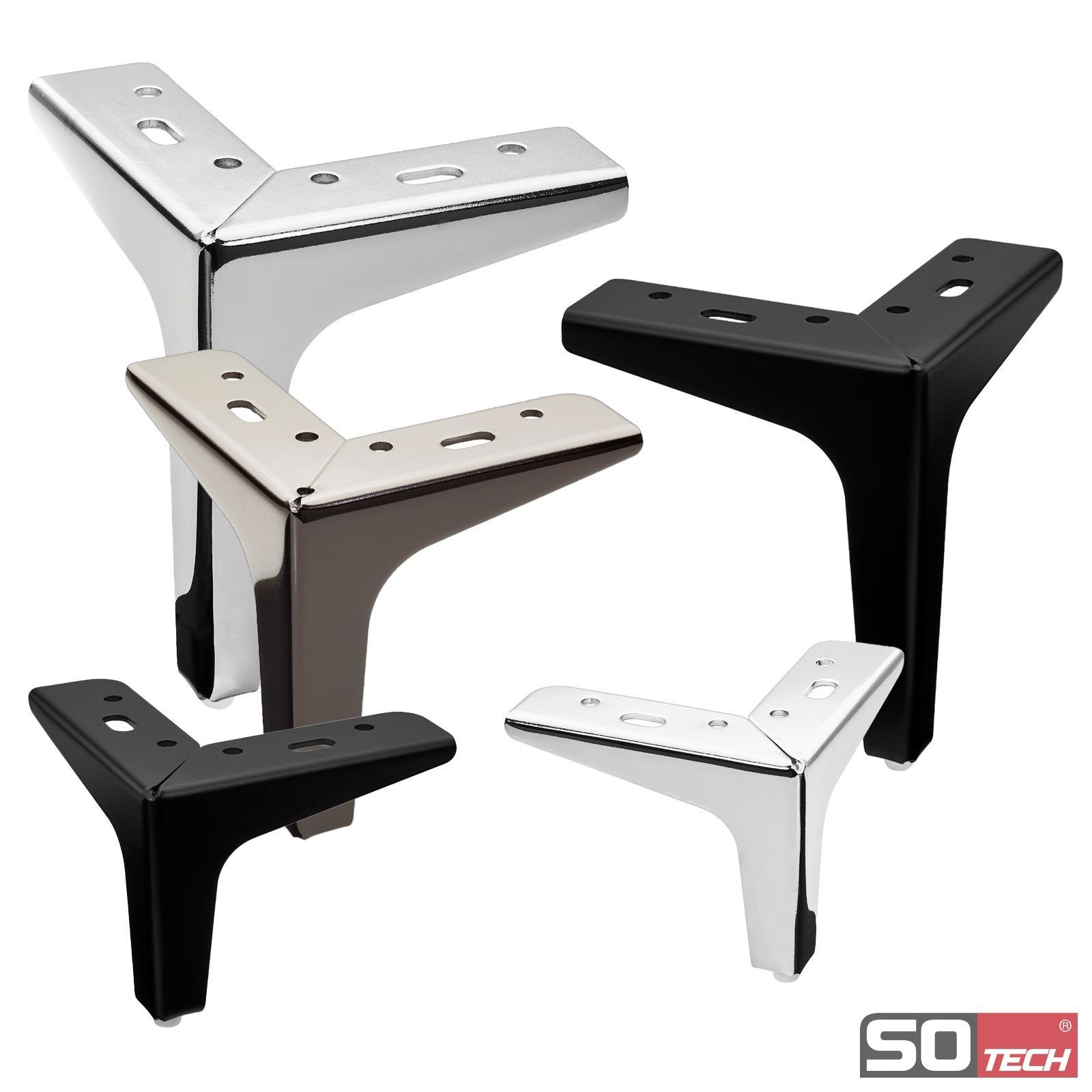 SO-TECH® Möbelfuß VICTOR Höhe 100 mm chrom poliert Schrankfuss Sofafuss, (1-St), 1 Stück Höhe 100 mm chrom poliert – Bild 2 von 5