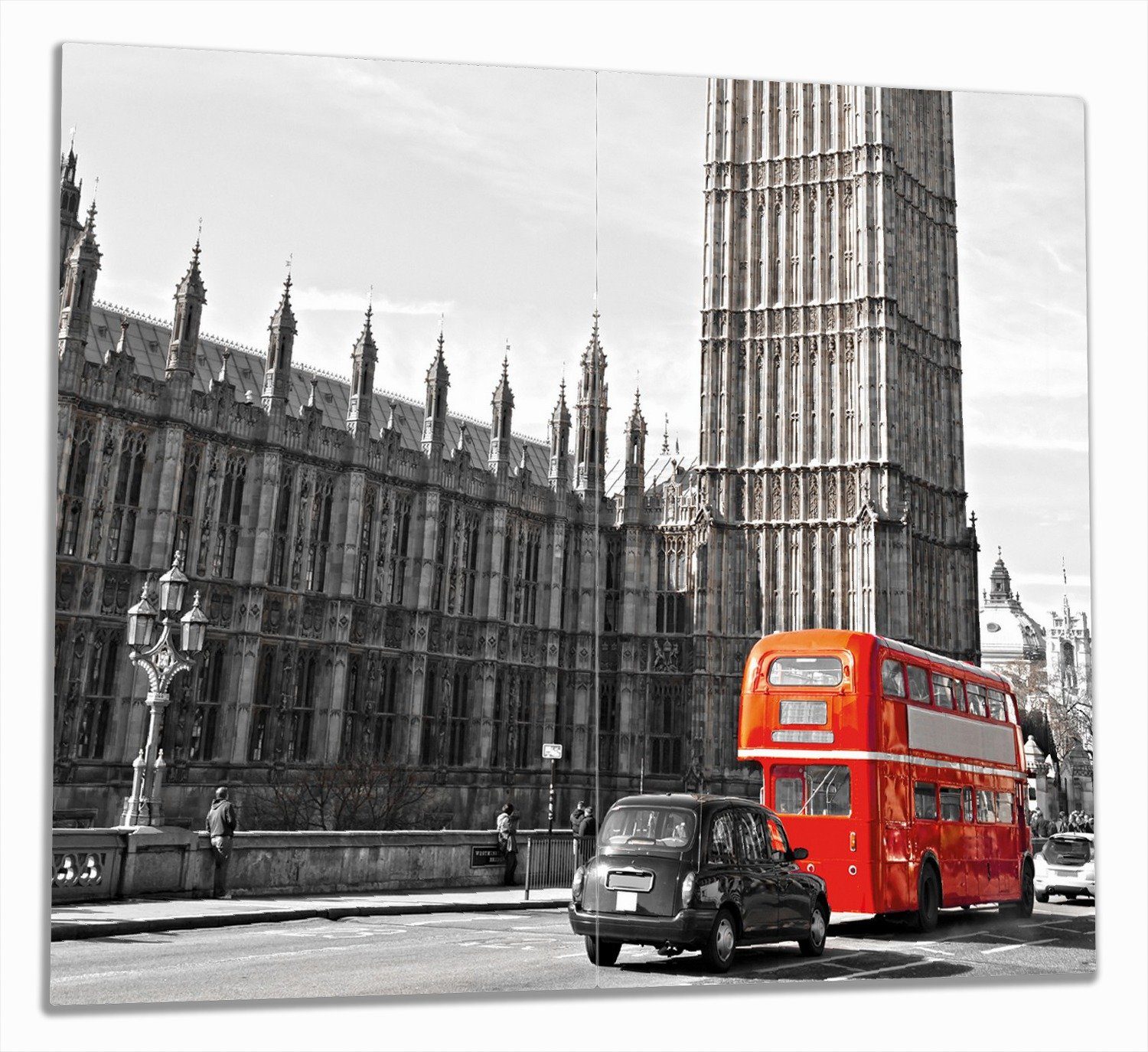 Wallario Herd-Abdeckplatte London Red Bus, ESG-Sicherheitsglas, (Glasplatte, 2 tlg., inkl. 5mm Noppen), verschiedene Größen