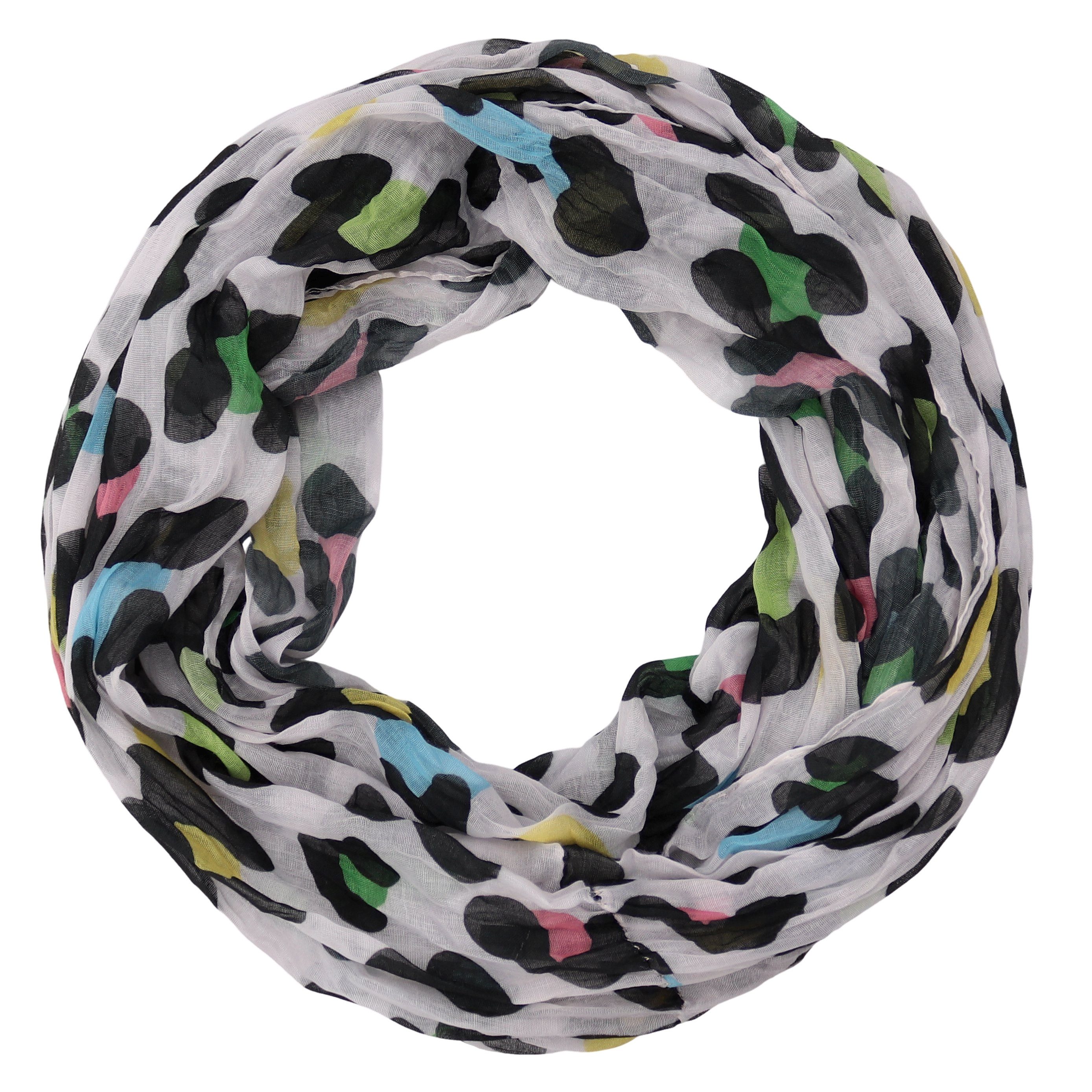 MIRROSI Loop Damen Schal mit Leo Leopard Muster, Weich, Schlauchschal, (ca. 45x75cm, zweimal um den Hals wickelbar), Damen Halstuch ideal für Frühling, Sommer oder Herbst
