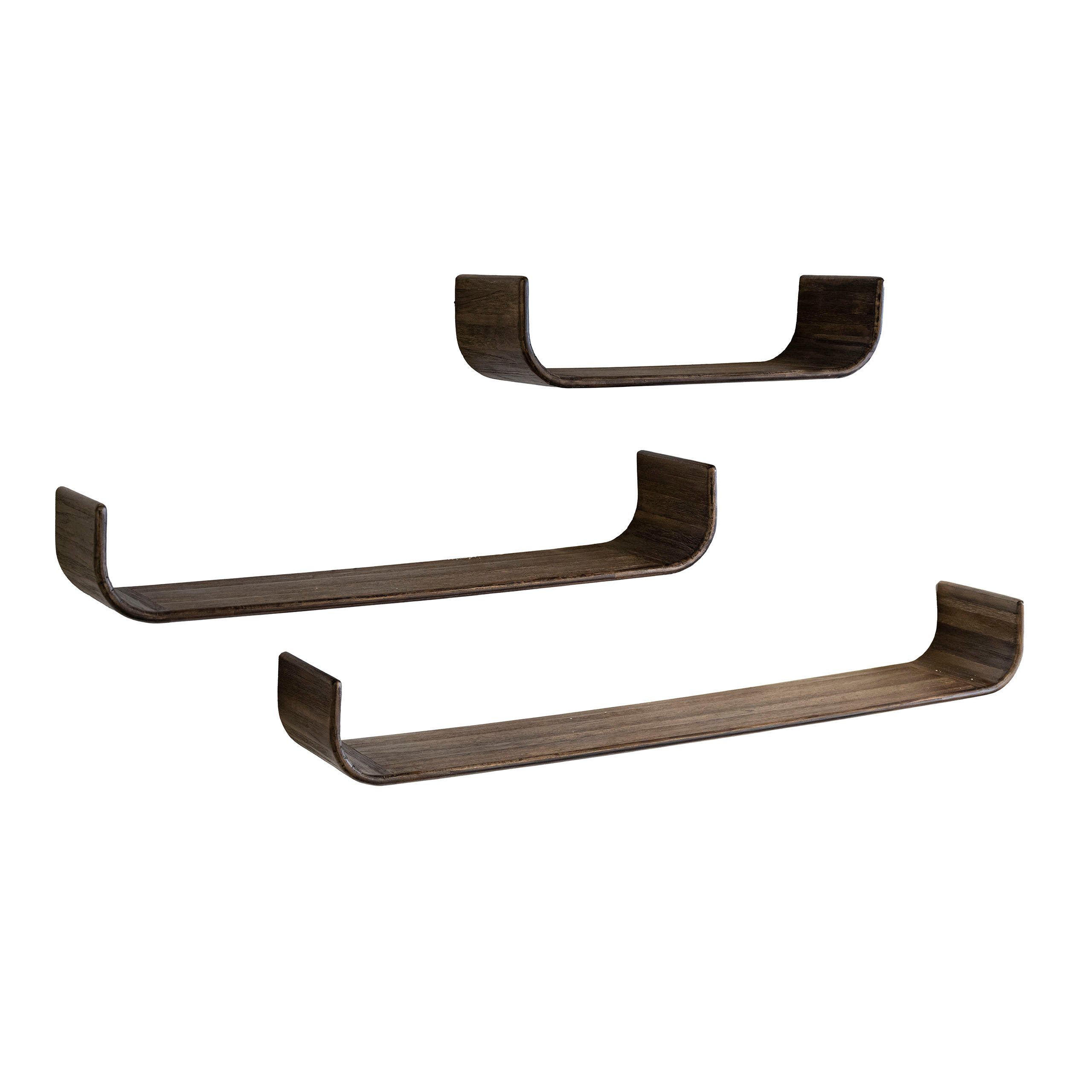 Sitheim-Europe Wandregal Wandregal Maya Teak U-Form 3er Set / Massiv Teak Espresso, 3-tlg.