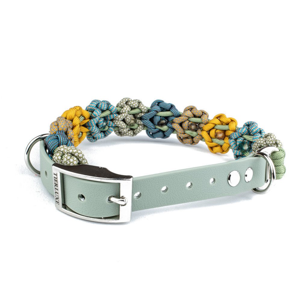 Tierluxe Hunde-Halsband Blumen, Paracord, Handgemacht