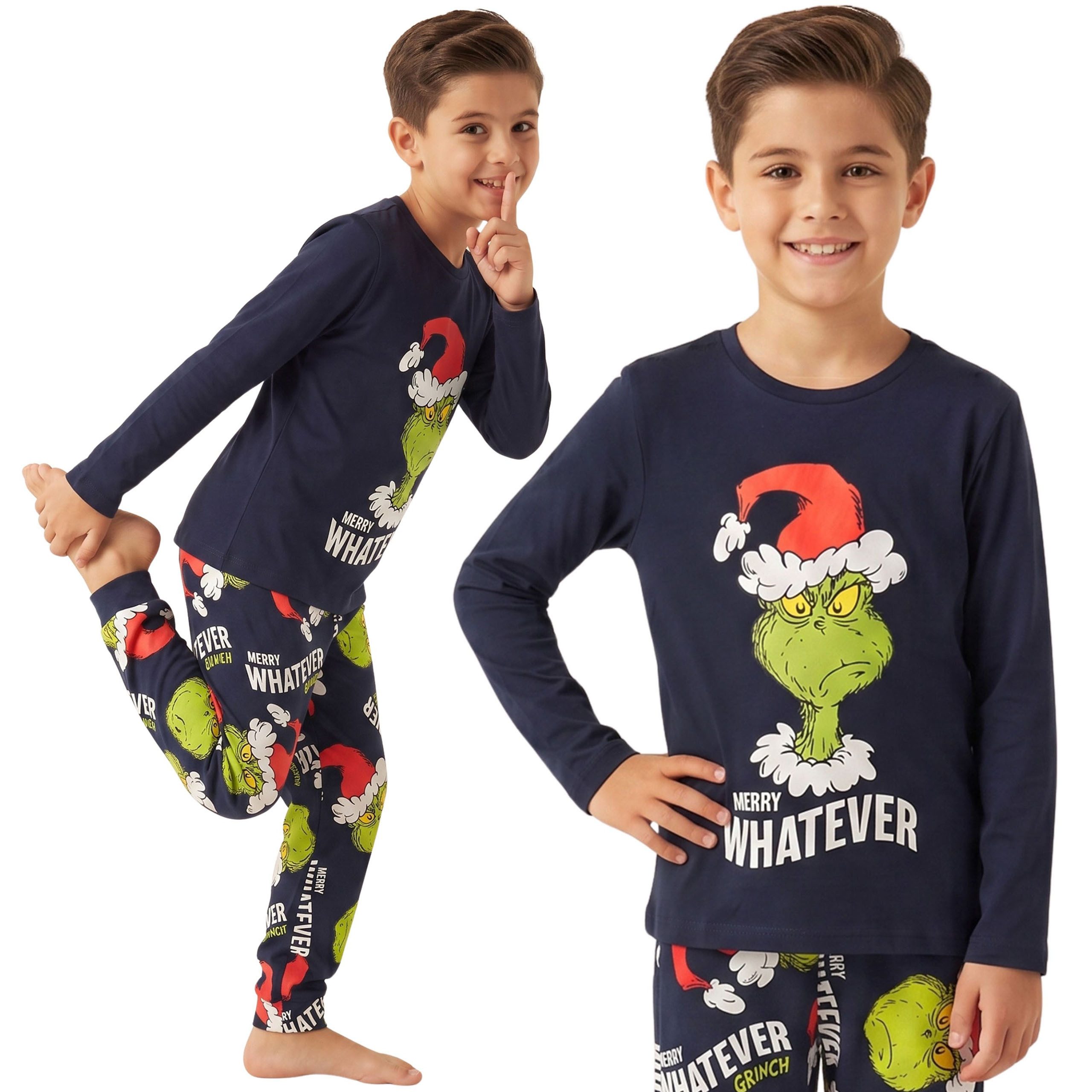 Sarcia.eu Pyjama Grinch Weihnachts-Pyjama für Jungen, zweiteilig, 100% Baumwolle