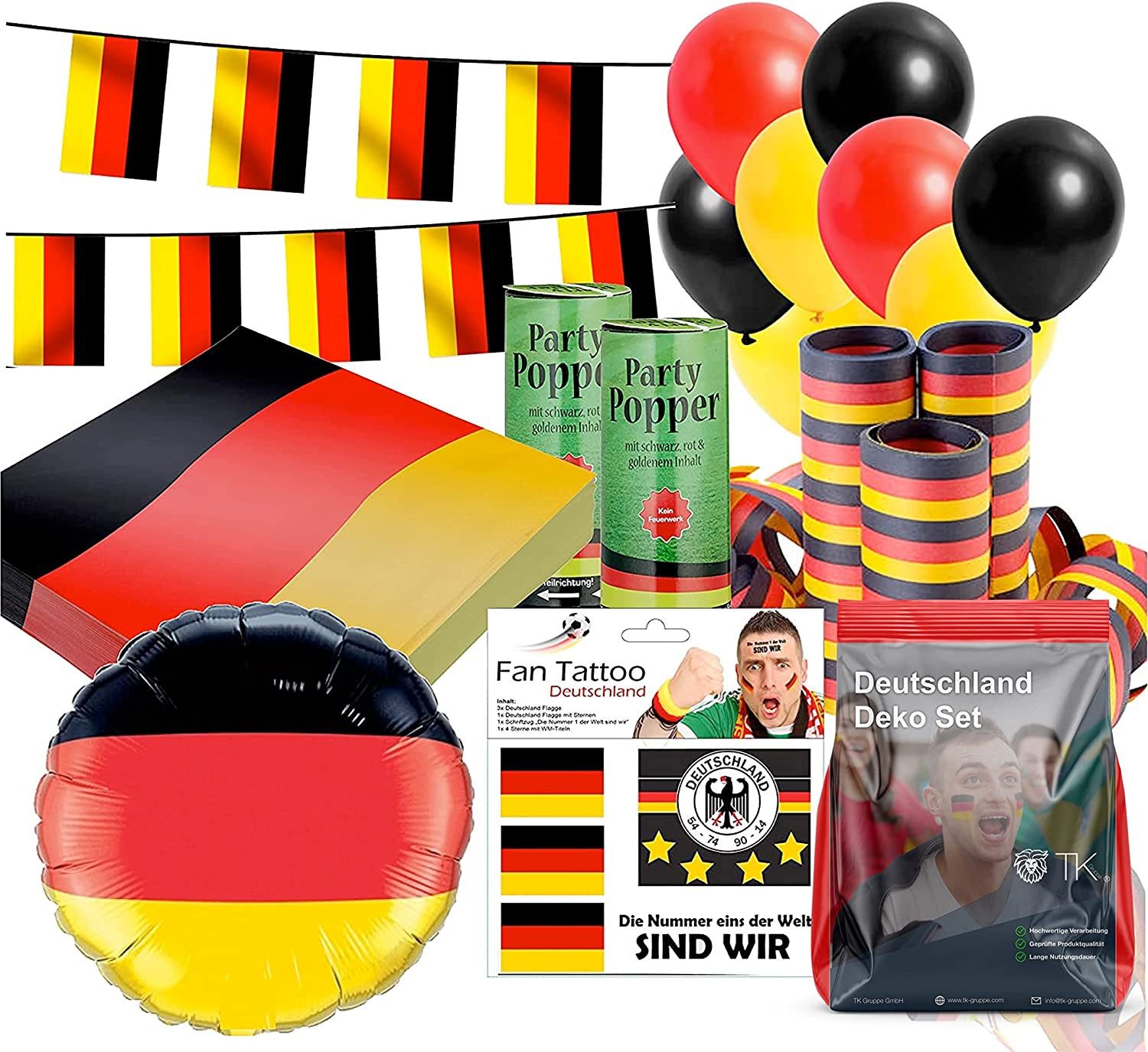 Dekotalent® Hängedekoration XXL Deutschland Deko Set über 50 Teile - Tischdekoration Fußball WM EM (Packung, 50 St., über 50 Teile), Vielseitig einsetzbar