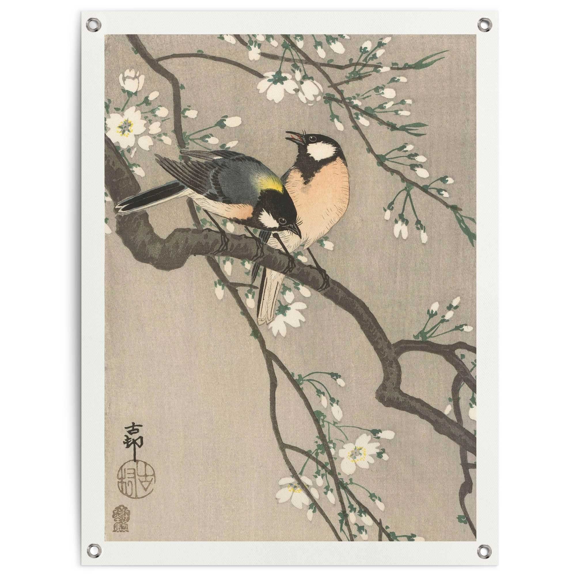 Poster Ohara Koson Kohlmeisen auf Blütenzweig