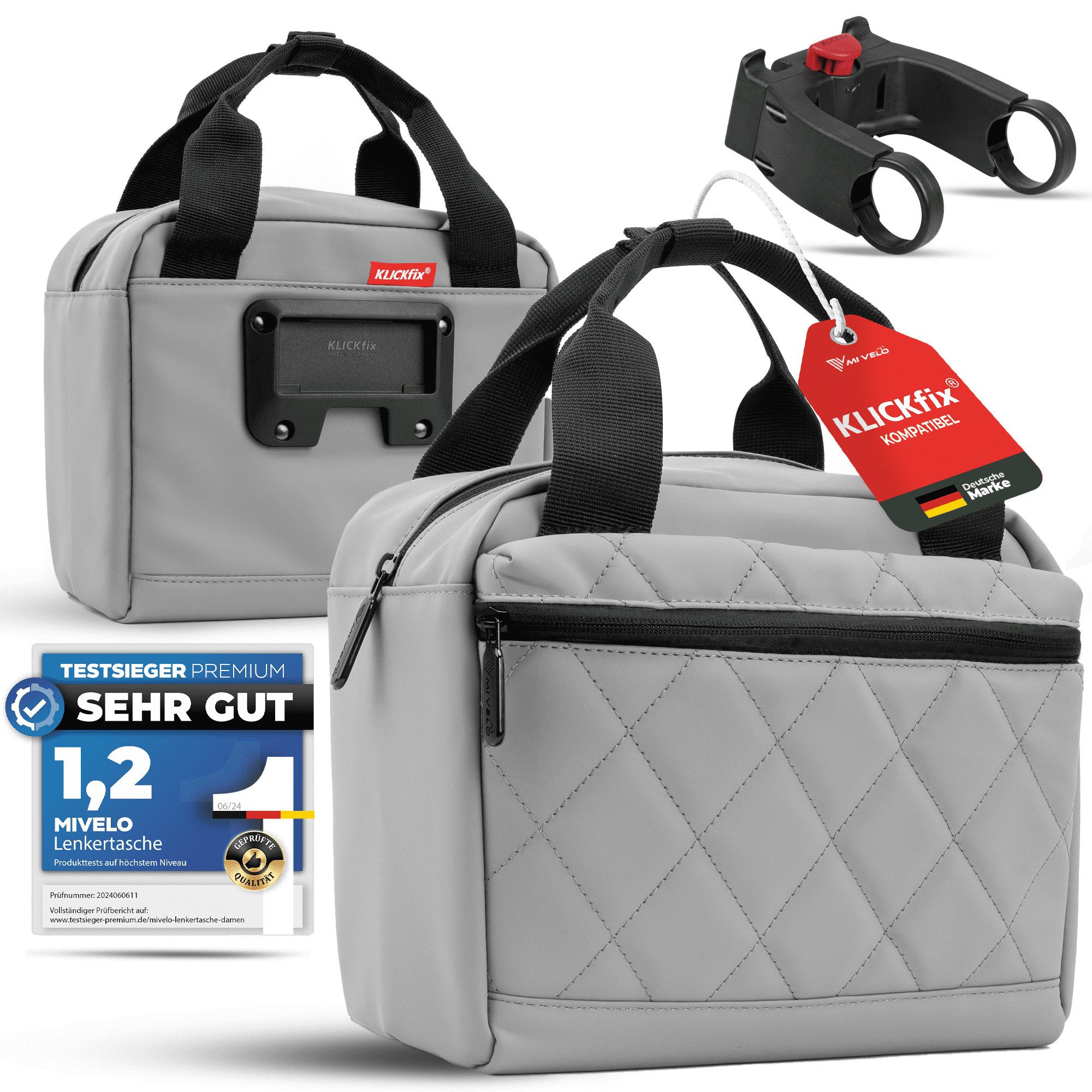 Lenkertasche Fahrradtasche Lenker für KLICKfix, Fahrrad Tasche inkl. Regenschutz