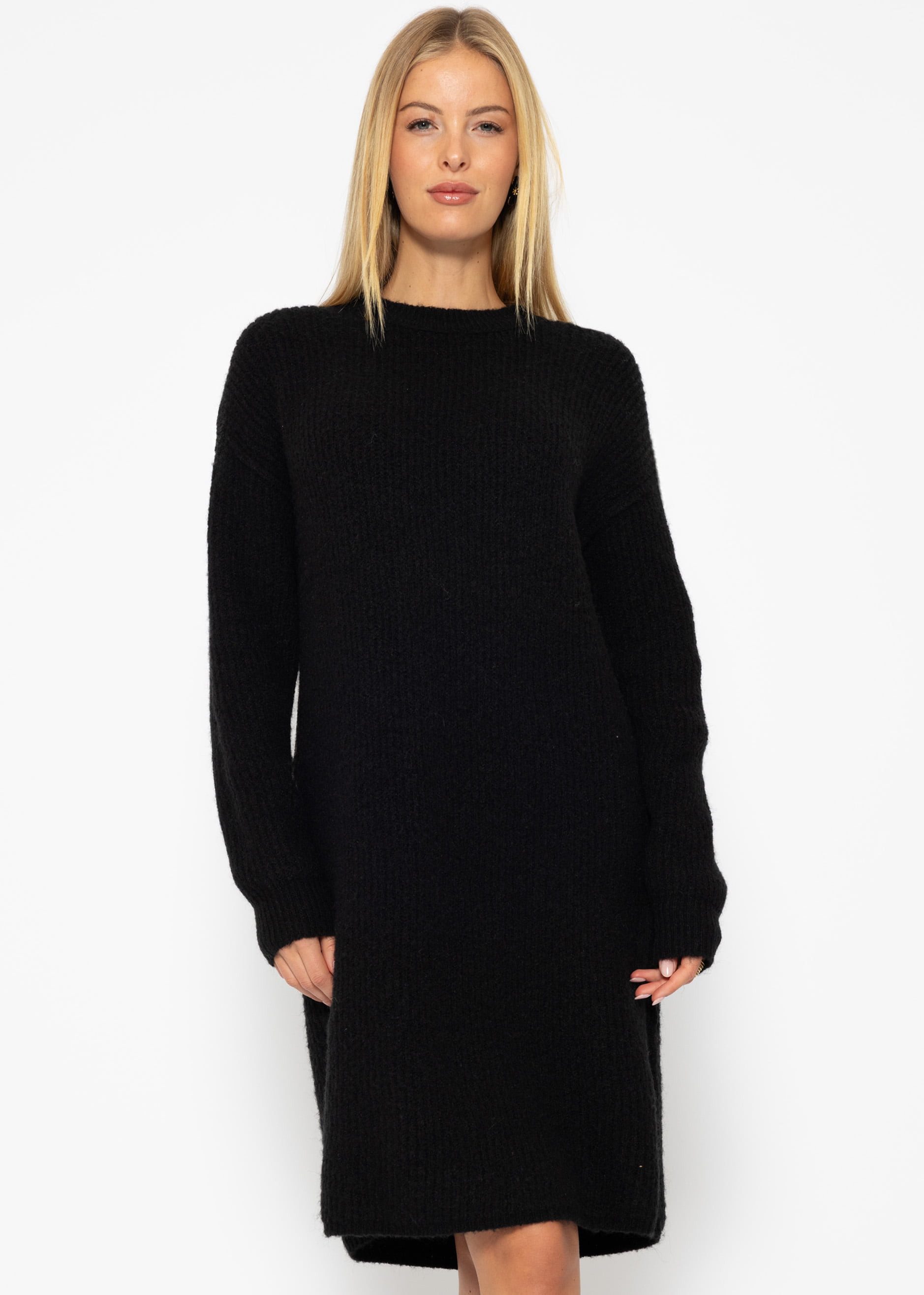 SASSYCLASSY Midikleid Strickkleid Damen mit Rundhalsausschnitt günstig online kaufen