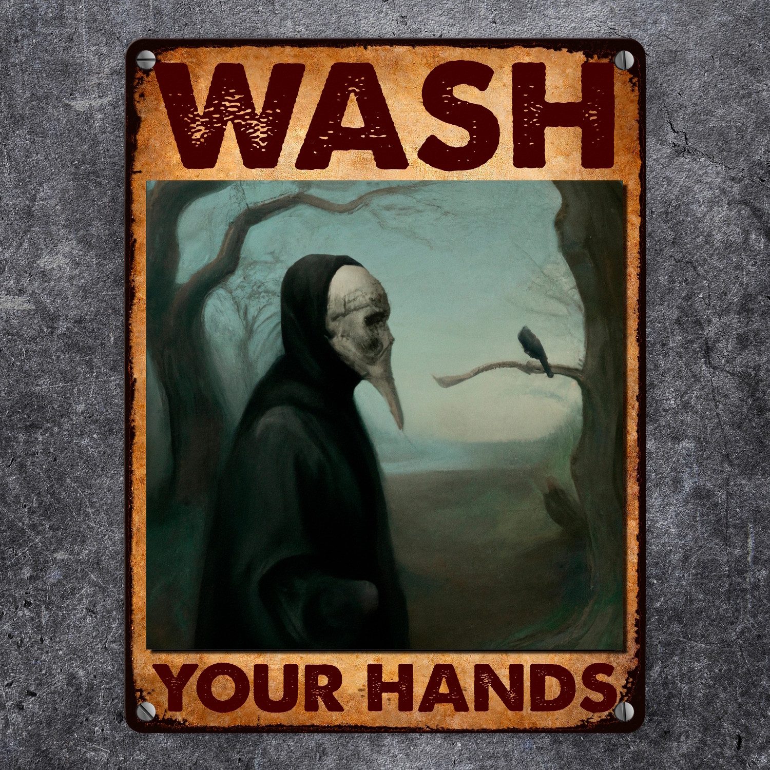 speecheese Metallschild Pestdoktor Metallschild in 15x20 cm mit Spruch Wash your Hands