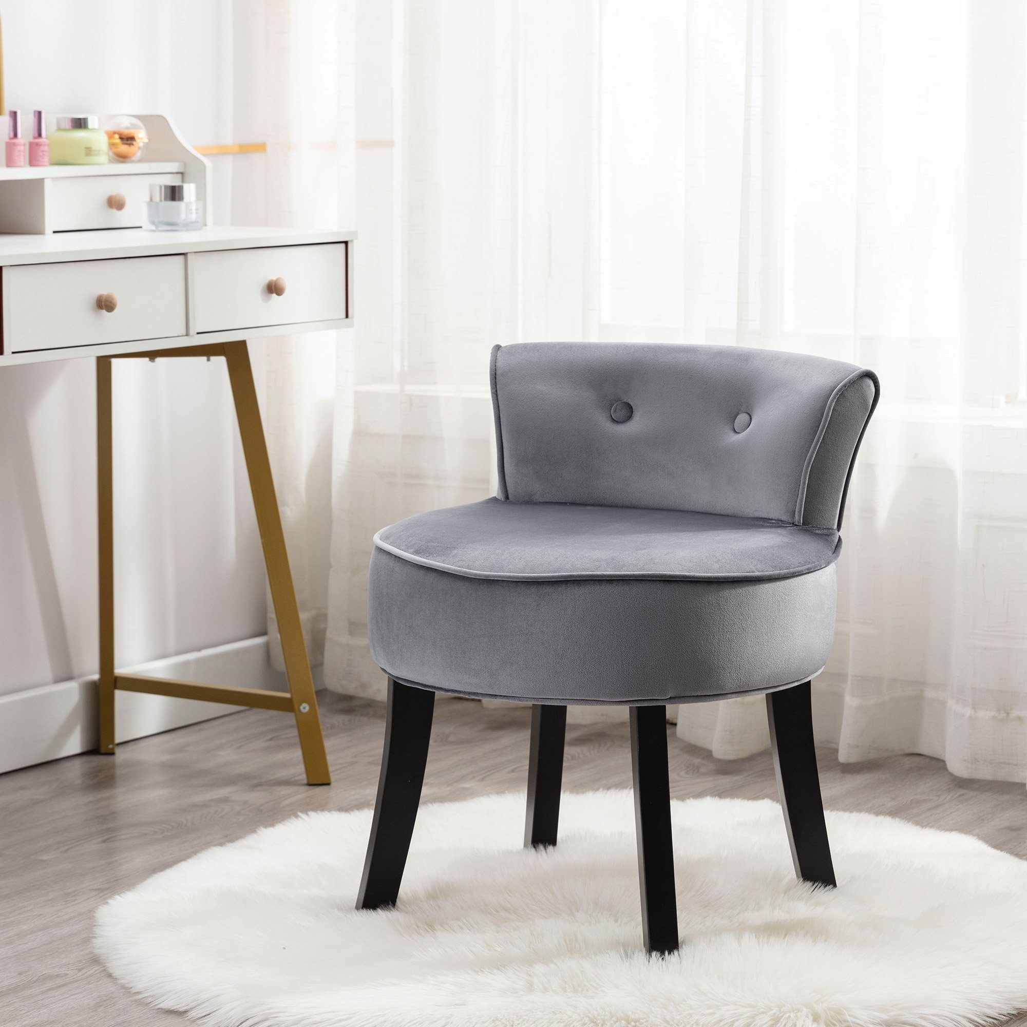 okwish sitzhocker schlafzimmerstuhl mit eichenbeinen, samt