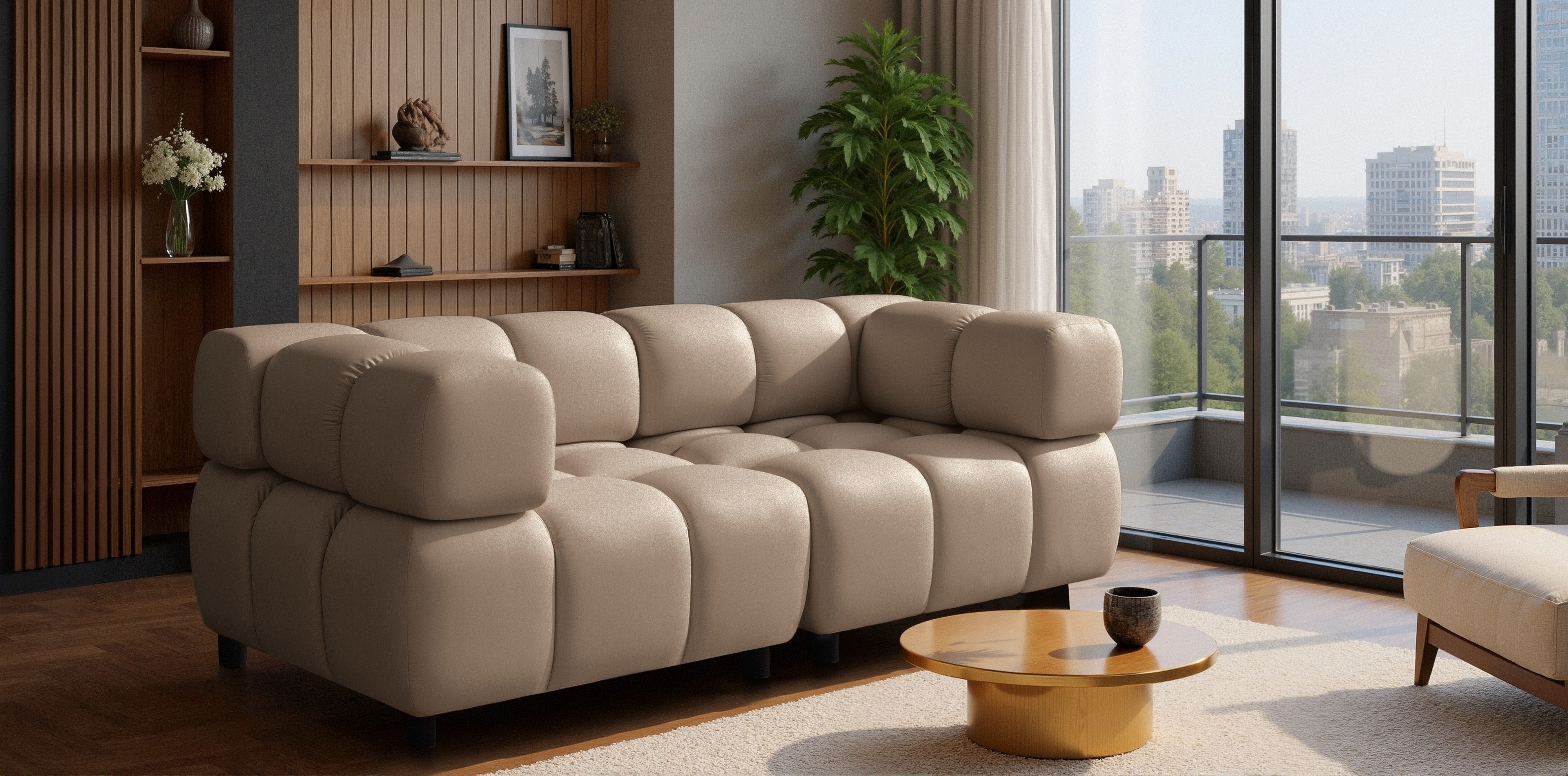 Kaiser Möbel Sofa 3-Sitzer modern modular Premium aus Veloursstoff Bluvel, BOLLA, Einzelartikel, luxuriöses Designer-Sofa,moderne Bubble-Form