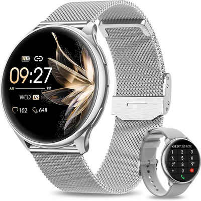 BANLVS Damen Telefonfunktion Always-On-Display, IP68 Wasserdichter Armband Smartwatch (1.32 Zoll, Andriod iOS), mit Herzfrequenz/SpO2/Schlafmonitor/Menstruationszyklus FitnessTracker
