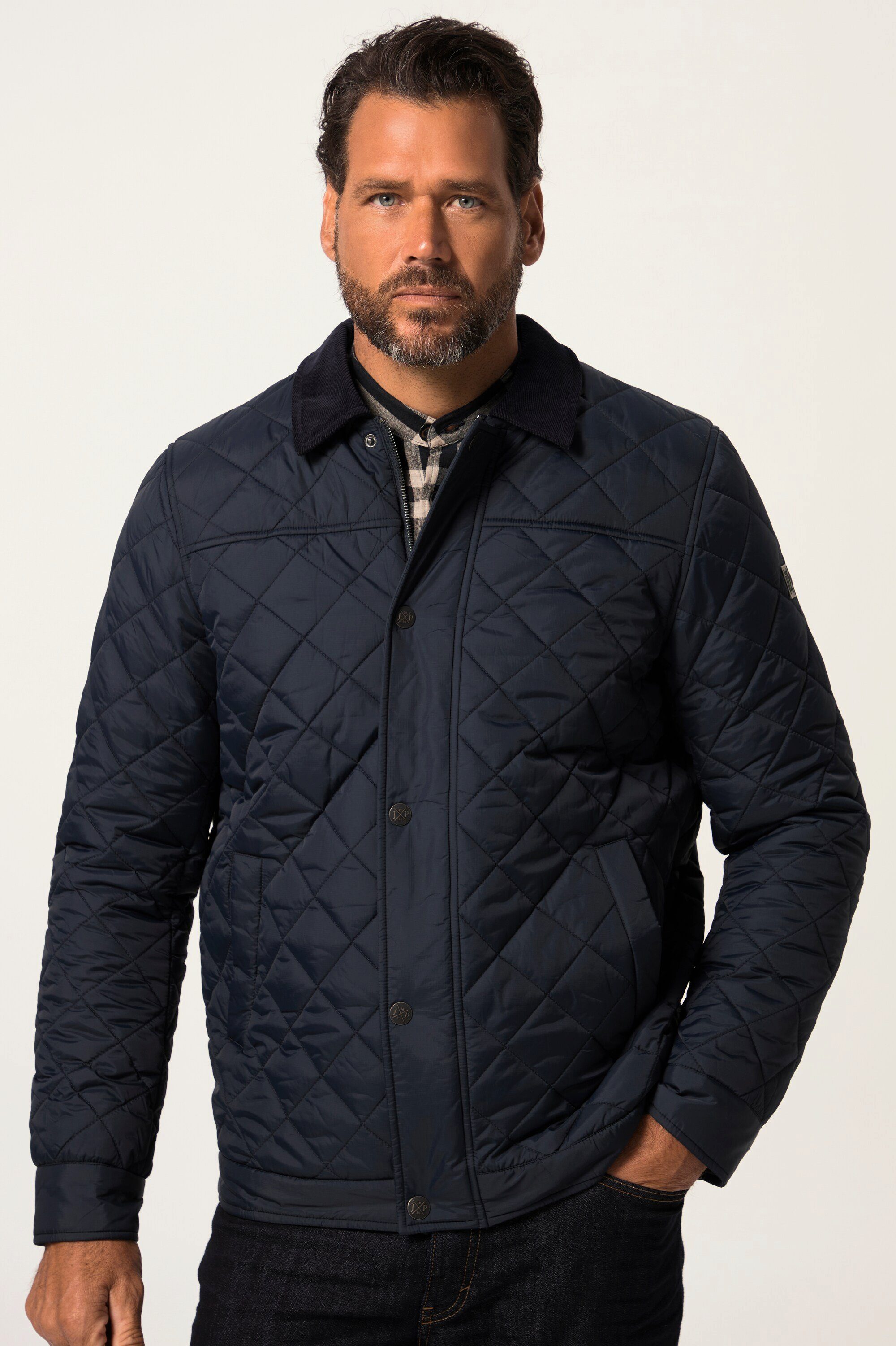 JP1880 Steppjacke Steppjacke Cordkragen Zipper navy blau