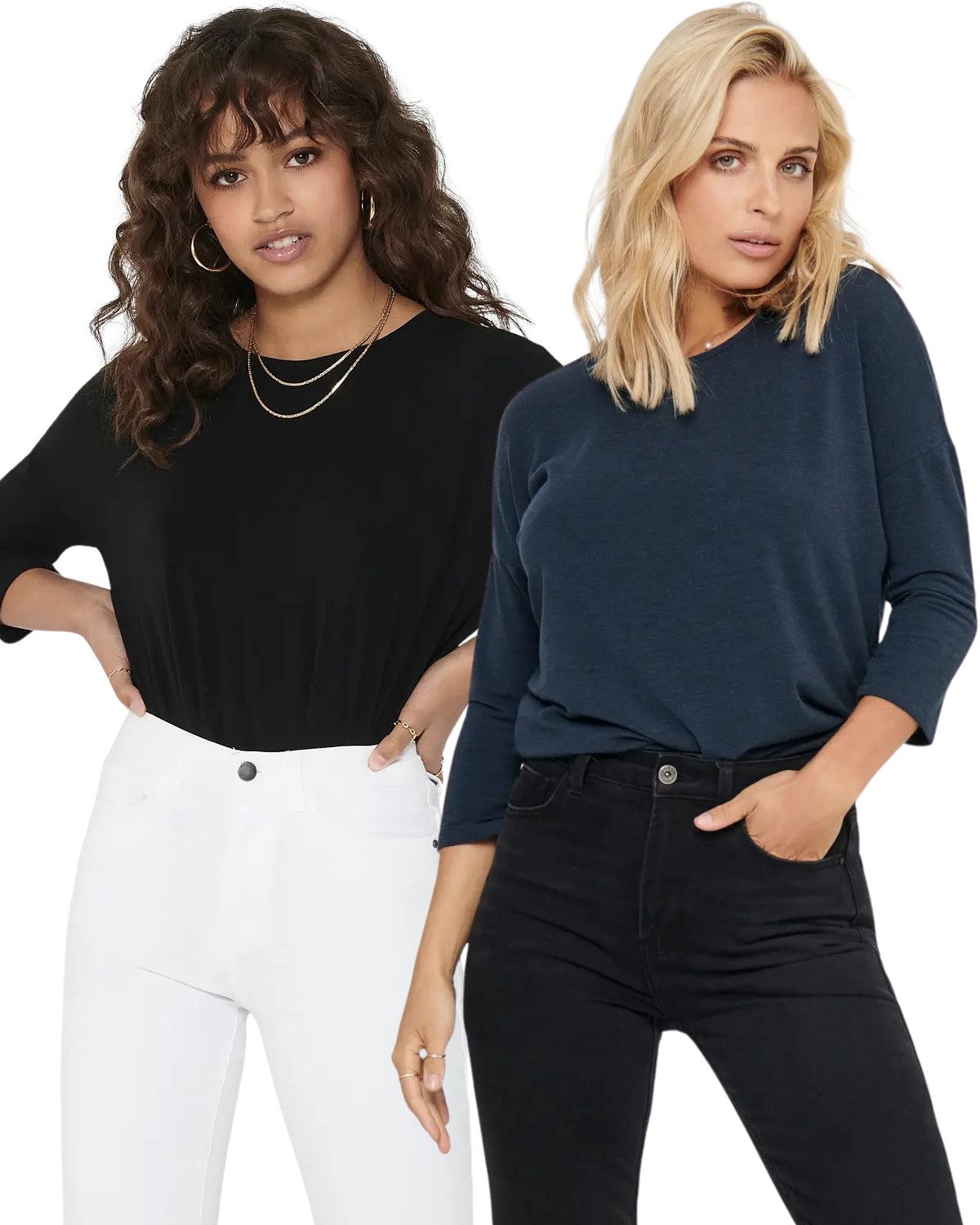 ONLY 3/4 Arm-Pullover (Set, 2er-Pack) Locker geschnitten günstig online kaufen