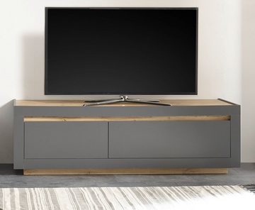 Furn.Design Lowboard Rooky (TV Unterschrank dunkelgrau Anthrazit und Eiche Wotan, 180 cm), Komforthöhe, mit Stauraum