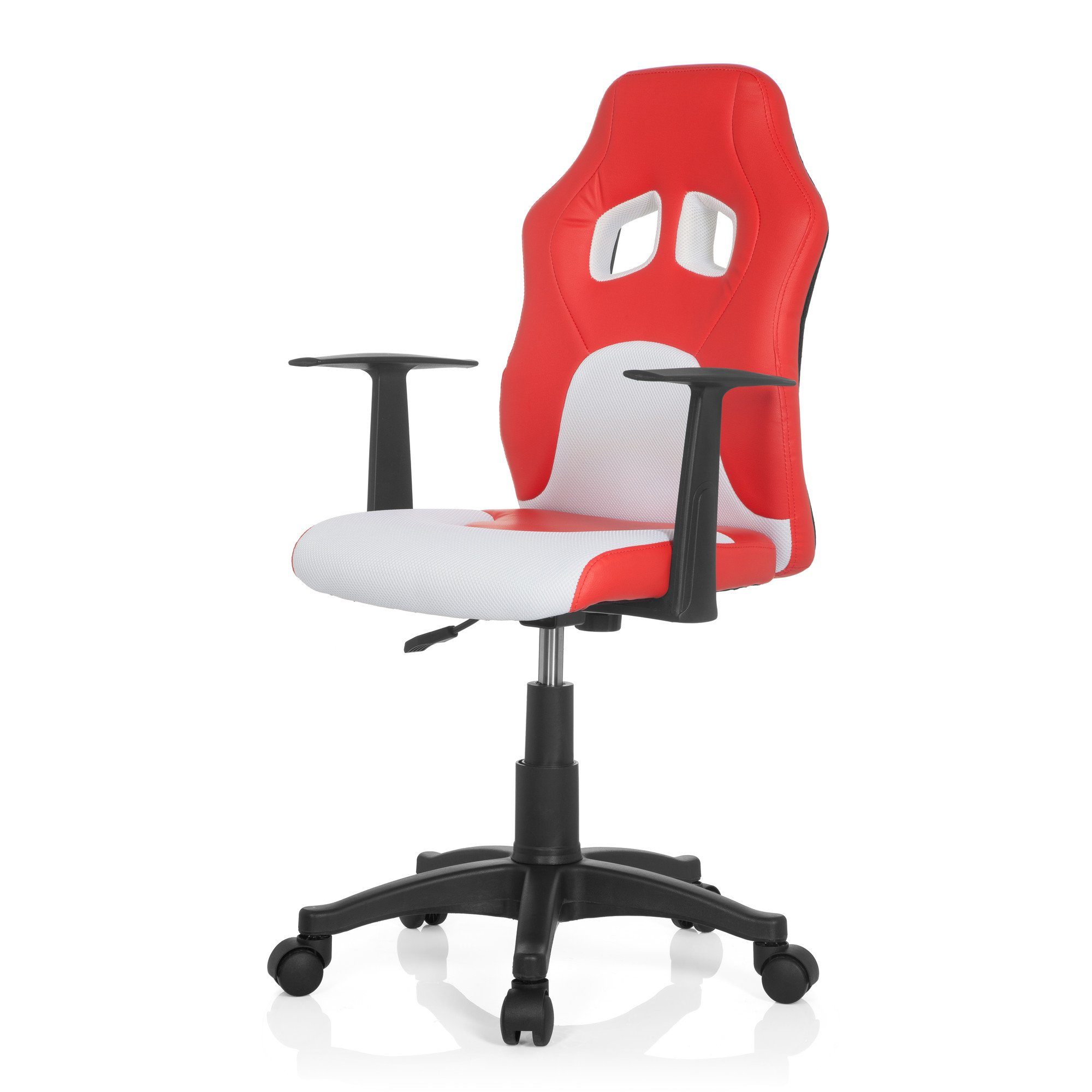 GAME Drehstuhl OFFICE hjh TEEN Kinderdrehstuhl AL Kunstleder, ergonomisch Weiß Rot /