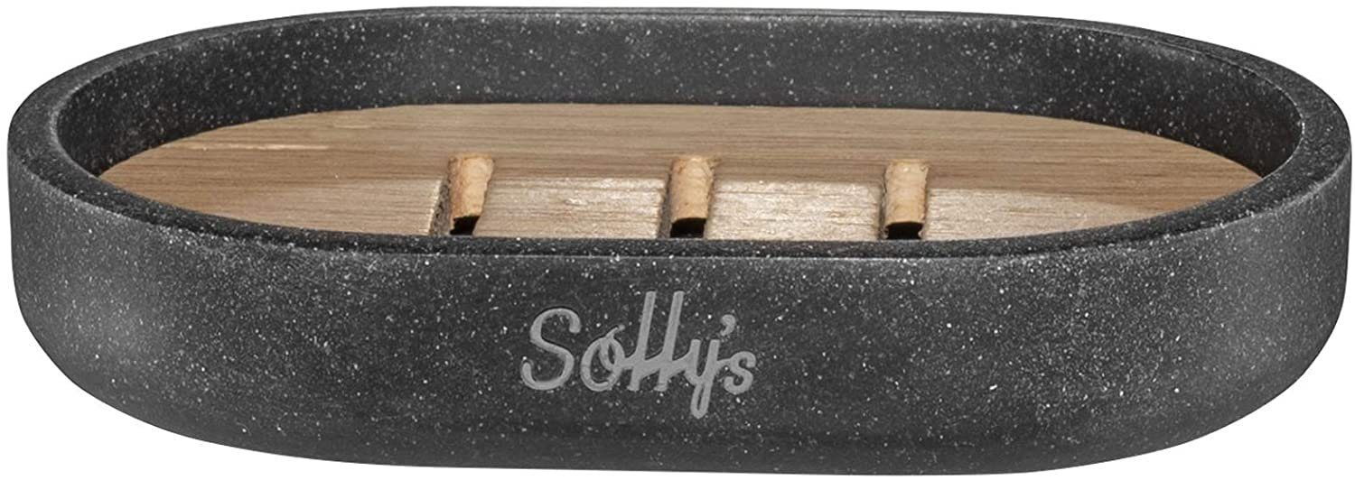 Solly's Seifenschale Seifenschale aus Bambus und Mamorit - umweltfreundlicher Seifenkorb, Breite: 12 cm