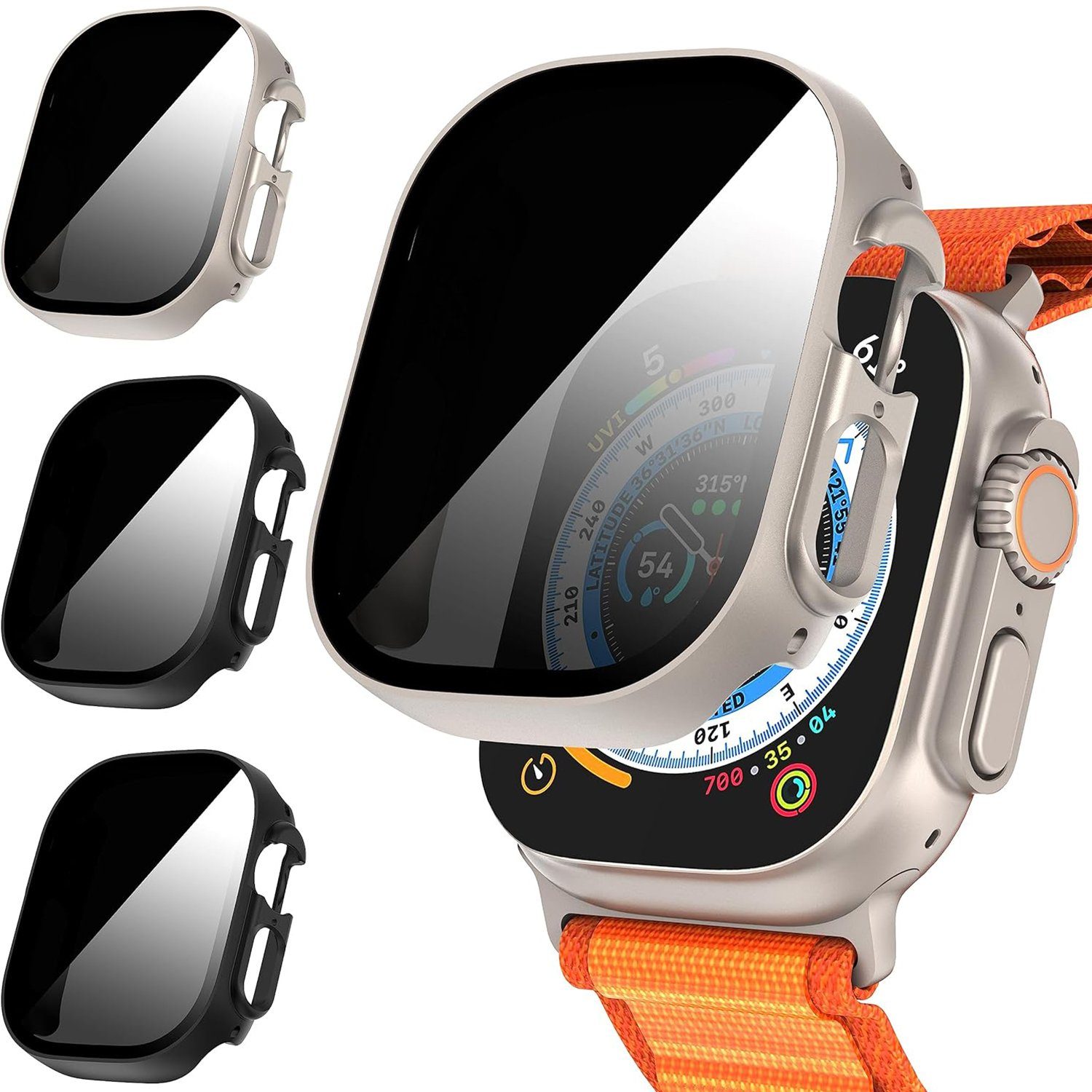 MAGICSHE Smartwatch-Hülle für Apple watch9/Ultra 2, 3-teilige Displayschutzfolie