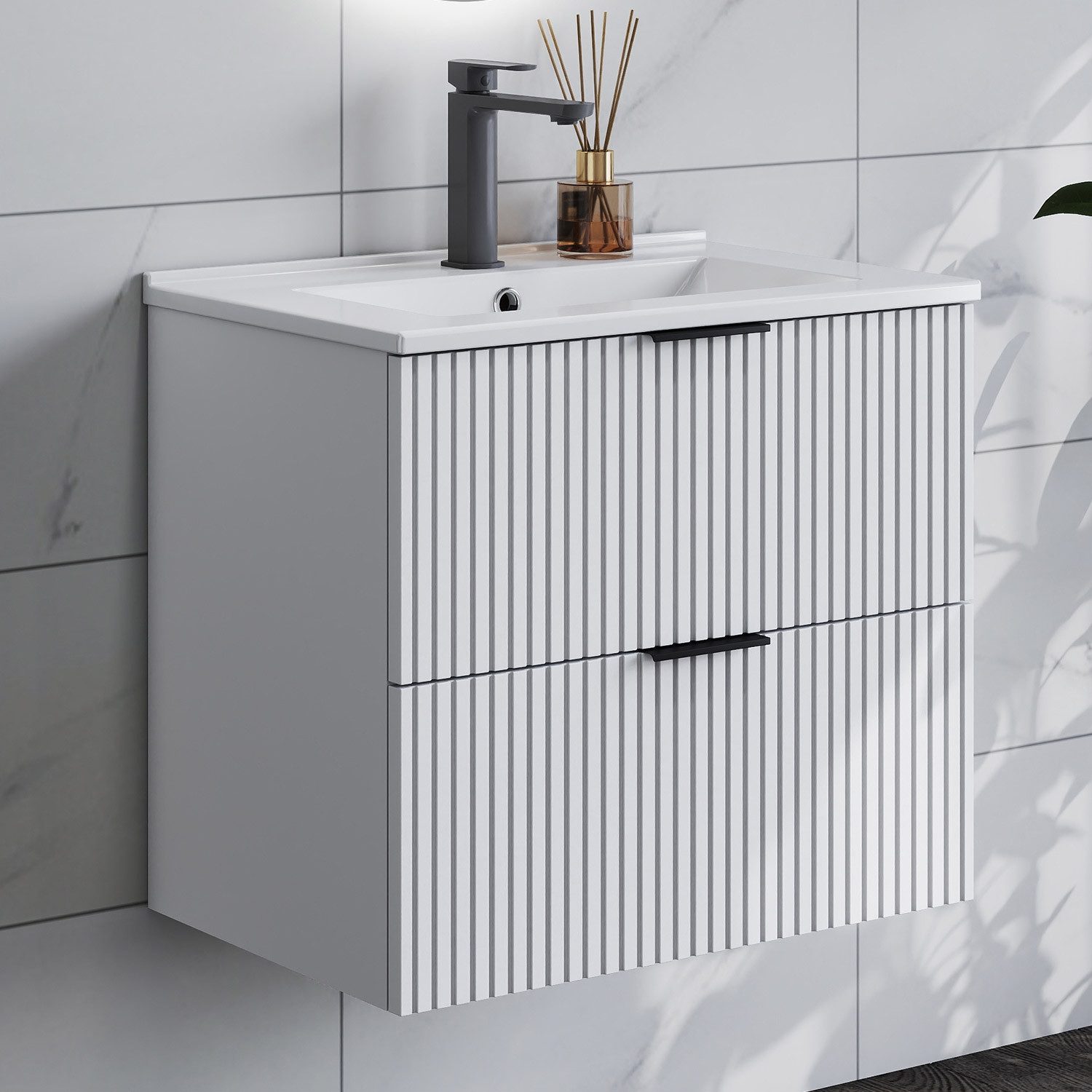 Waschtisch Waschbecken mit Unterschrank Badmöbel Set Hängeschrank