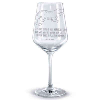 Mr. & Mrs. Panda Rotweinglas Krokodil - Transparent - Geschenk, verrückt sein, Meer, Spülmaschinen, Premium Glas, Spülmaschinenfest