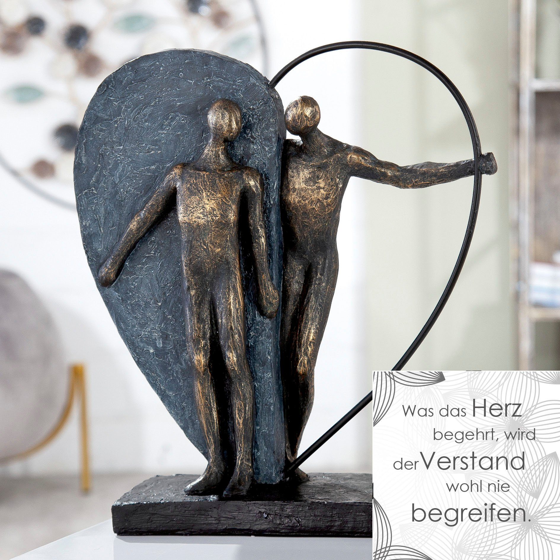 Casablanca by Gilde Dekofigur »Skulptur Heartbeat, bronze/grau« (1 Stück), Dekoobjekt, Höhe 31 cm, Herz Form, Wohnzimmer-kaufen
