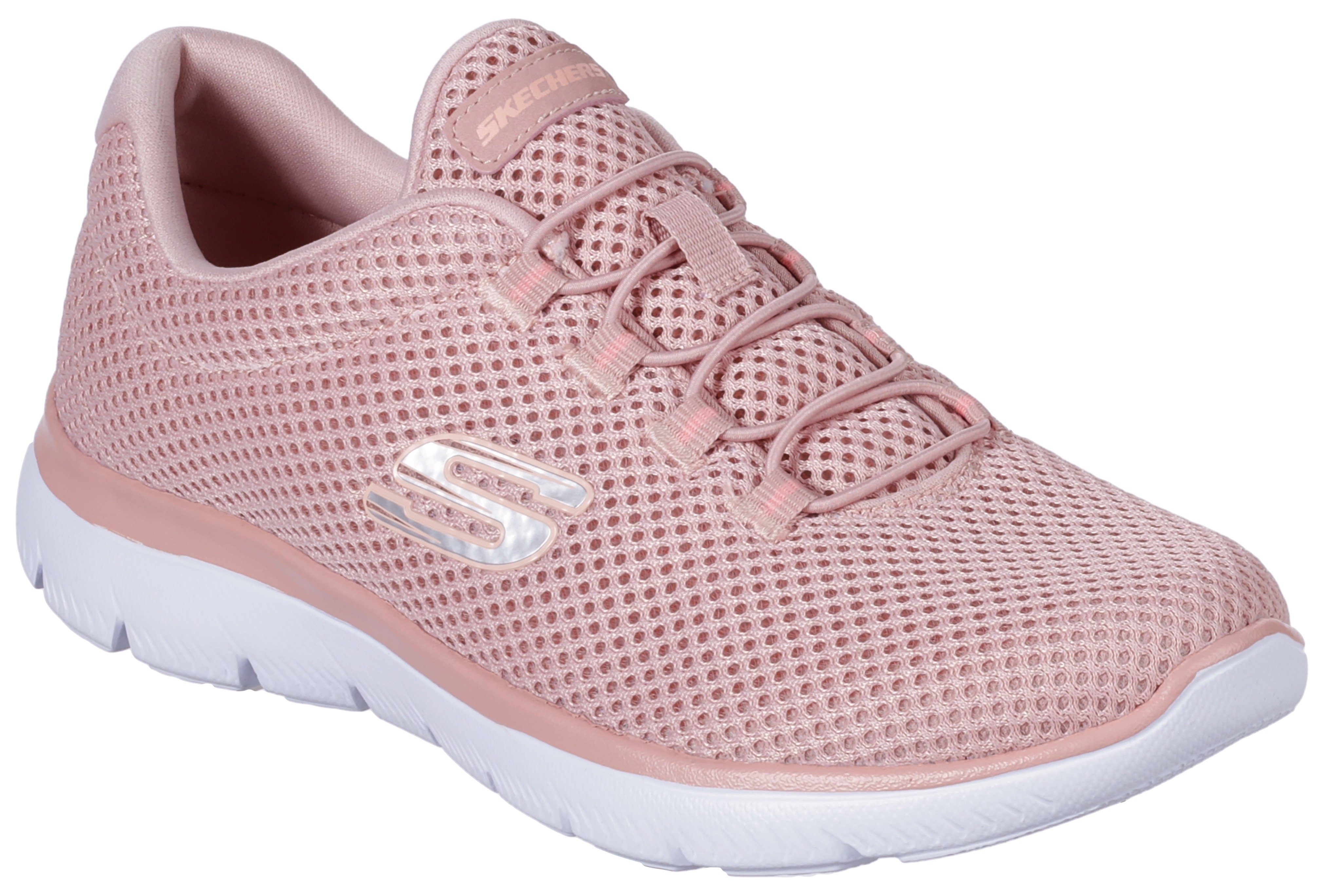 Schaftrand rosa Skechers gepolstertem mit Slip-On Sneaker Summits