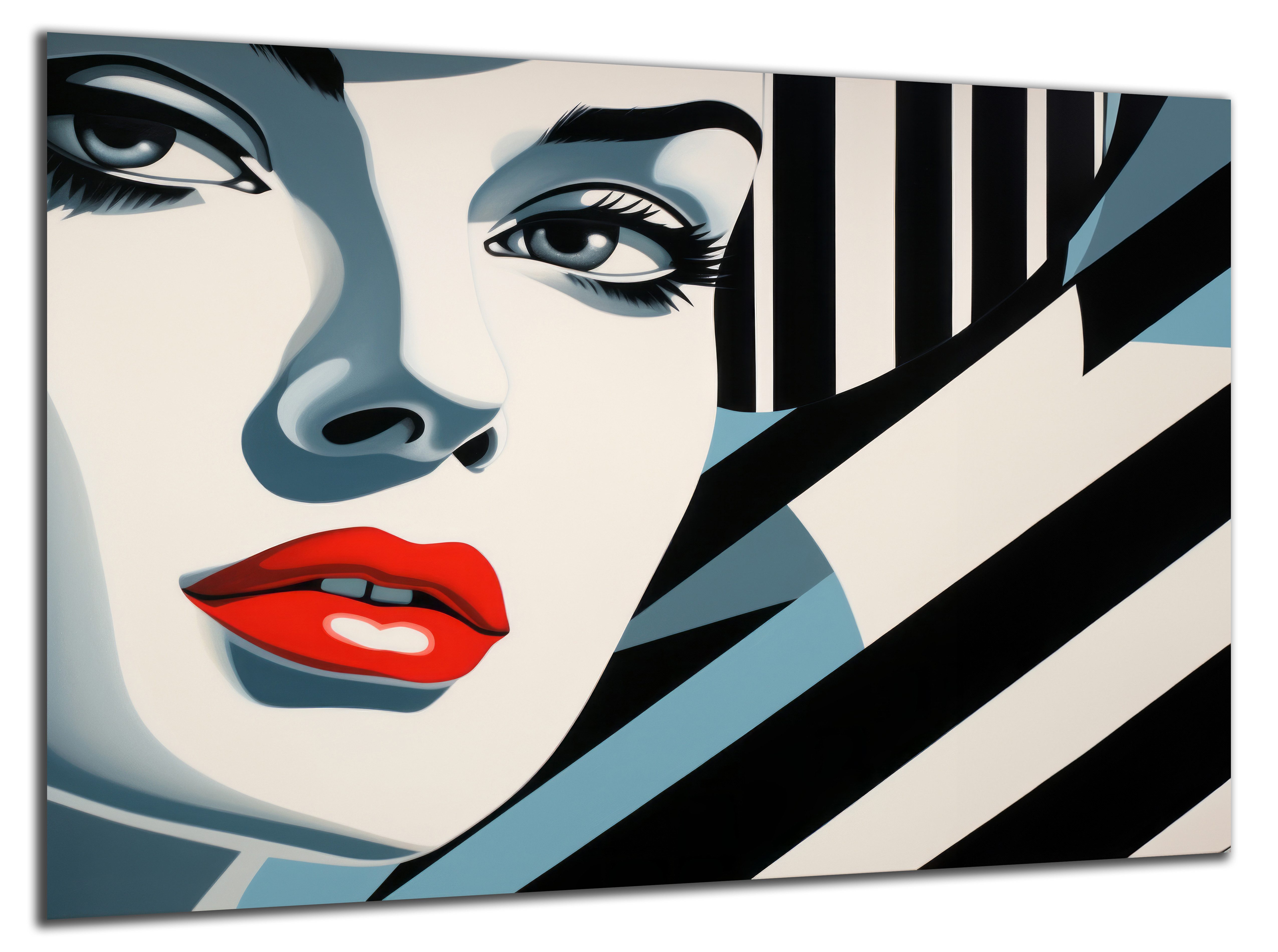 DARO Design Leinwandbild Modern Abstrakt Wandbilder XXL Wandbild Wand Deko Leinwand Bilder, (Frau mit roten Lippen - Bild groß Wohnzimmer Schlafzimmer Küche Esszimmer Einteilig Querformat Fotodruck Leinwände Wanddeko Abstrakte Kunst Boho), 30x20cm