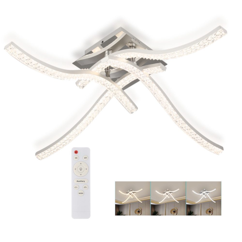 WILGOON Deckenleuchte 36W Kristall LED Deckenlampe,Wellenförmig, günstig online kaufen