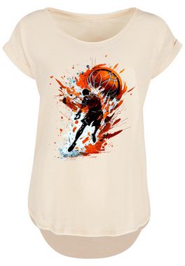 F4NT4STIC T-Shirt Basketball Splash Orange Sport LONG Print