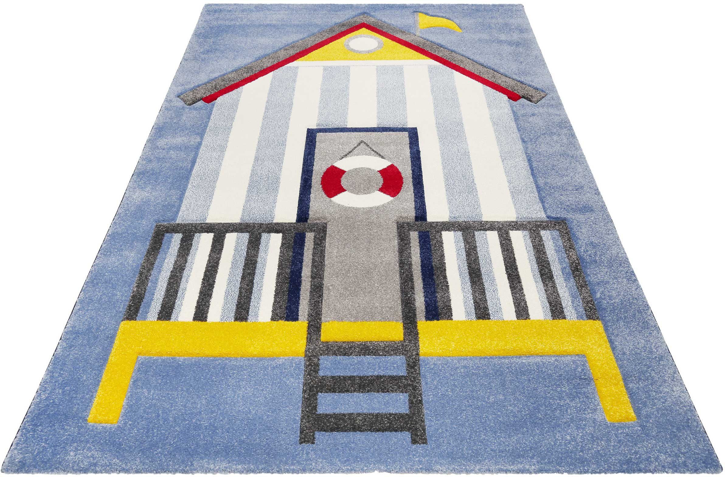 Esprit Kinderteppich Sea Castle ESP-21070, rechteckig, Höhe: 13 mm, Kurzflor mit maritimem Muster, Strandschloss