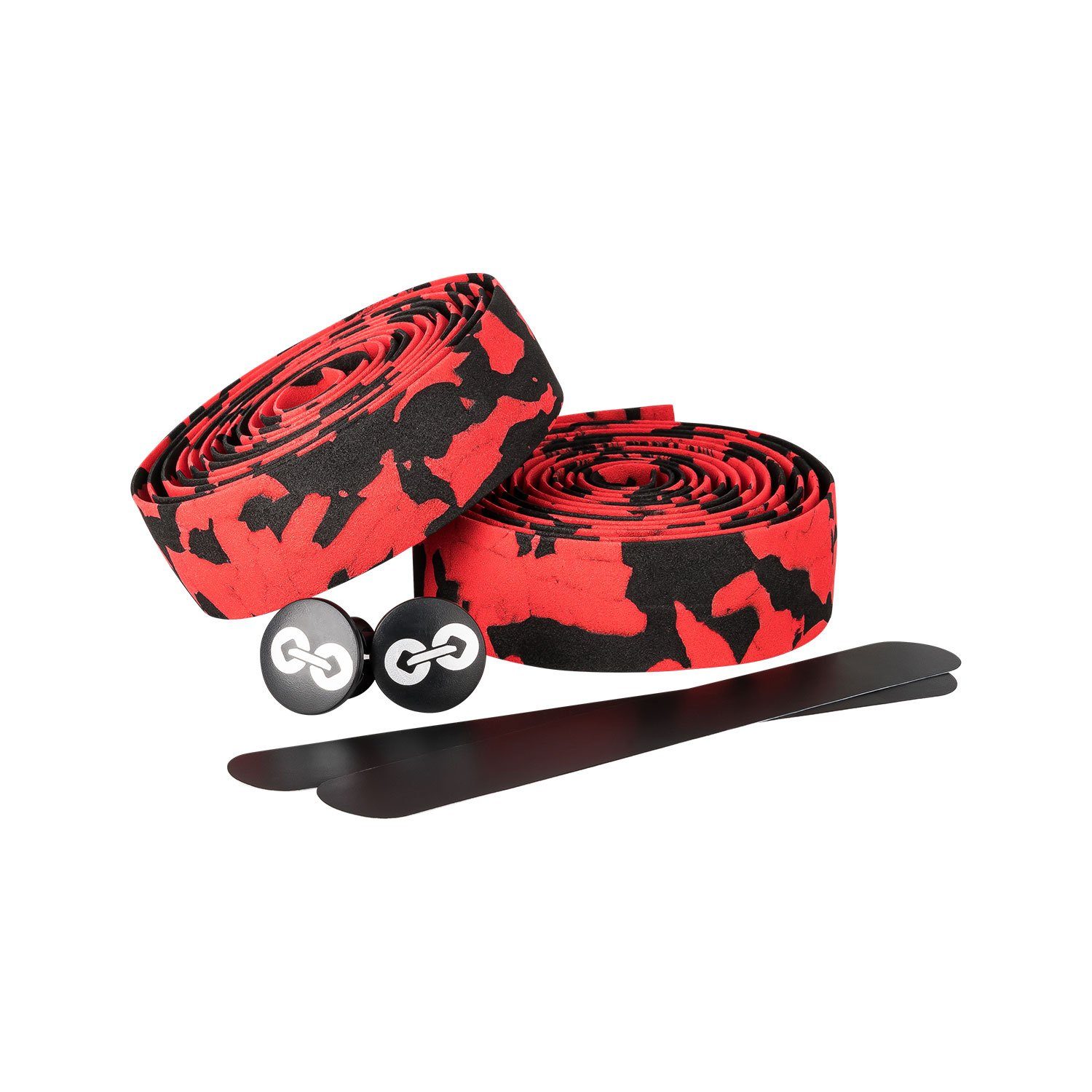 Lenkerband inkl. URBAN Befestigungstape Endstopfen Fahrrad Red/Black und (Standard) Fahrradlenker Camo ZWEIRAD