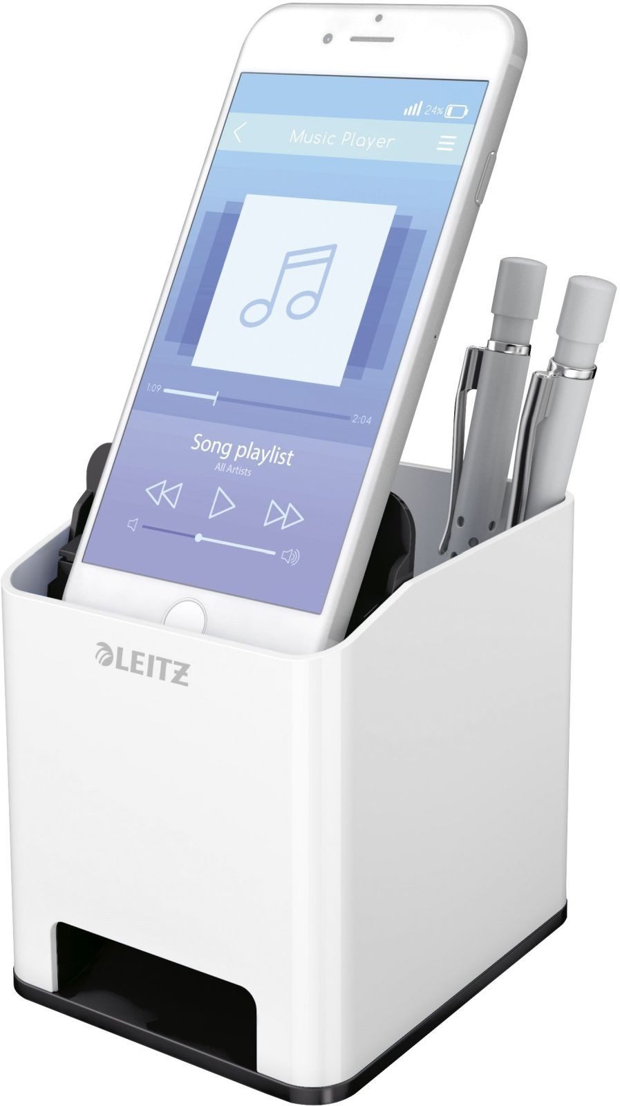 LEITZ Tischaufsatz Stifteköcher Wow Duo Colour Sound weiß/schwarz (4 Stück)