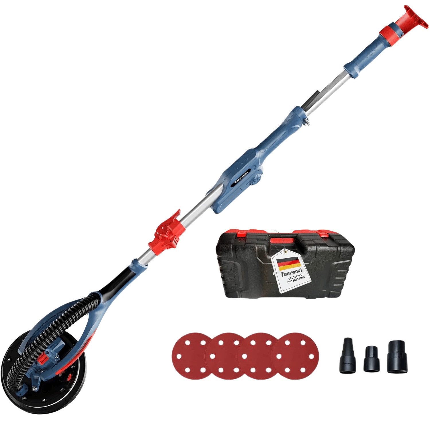 Fanzwork Trockenbauschleifer Deckenschleifer Langhalsschleifer mit Bürstenlosem EC-Motor 900W, Länge bis 1,9m