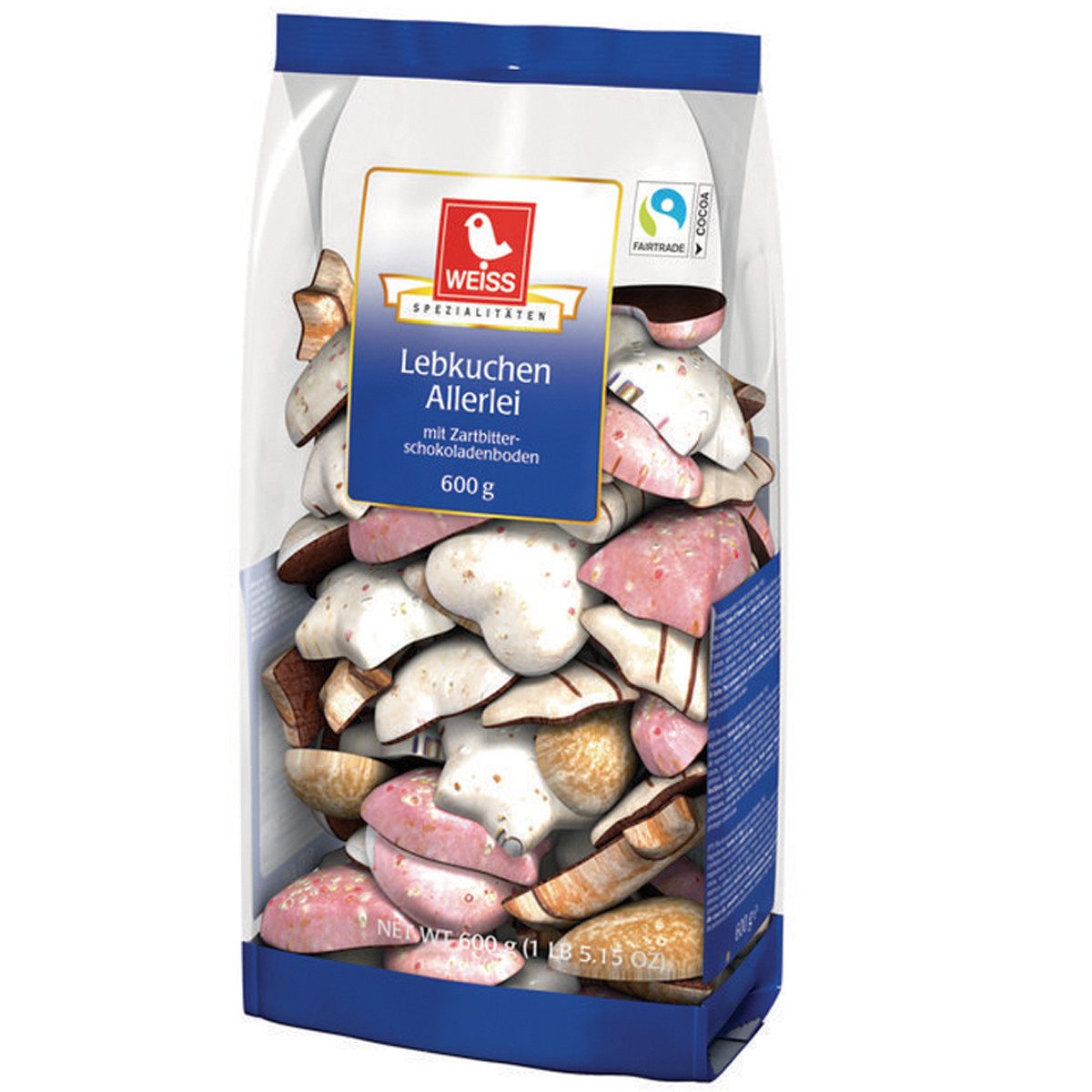 WEISS Süßigkeit, Weiss Lebkuchen Allerlei Lebkuchen Mischung mit Schokolade 600g