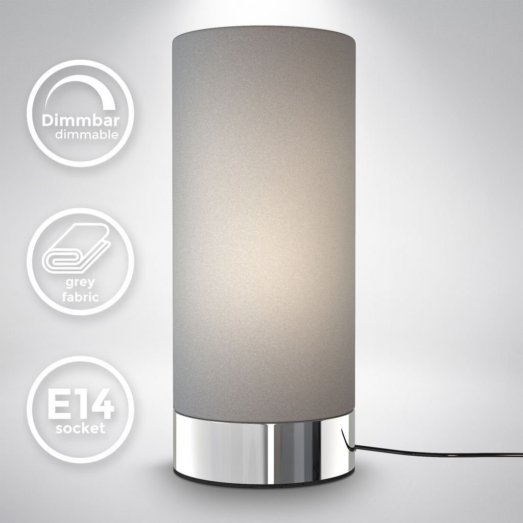 B.K.Licht Tischleuchte Tischlampe Stoff Dimmbar Grau günstig online kaufen